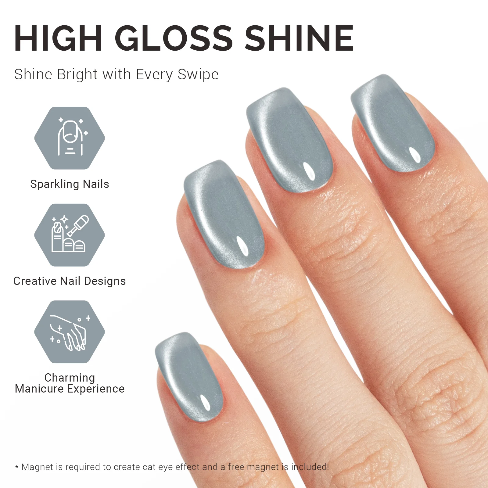 Jeweliver Cat Eye Gel Nail Polish 0.5 fl oz/15ml - Green Gray B5040 - Image 4