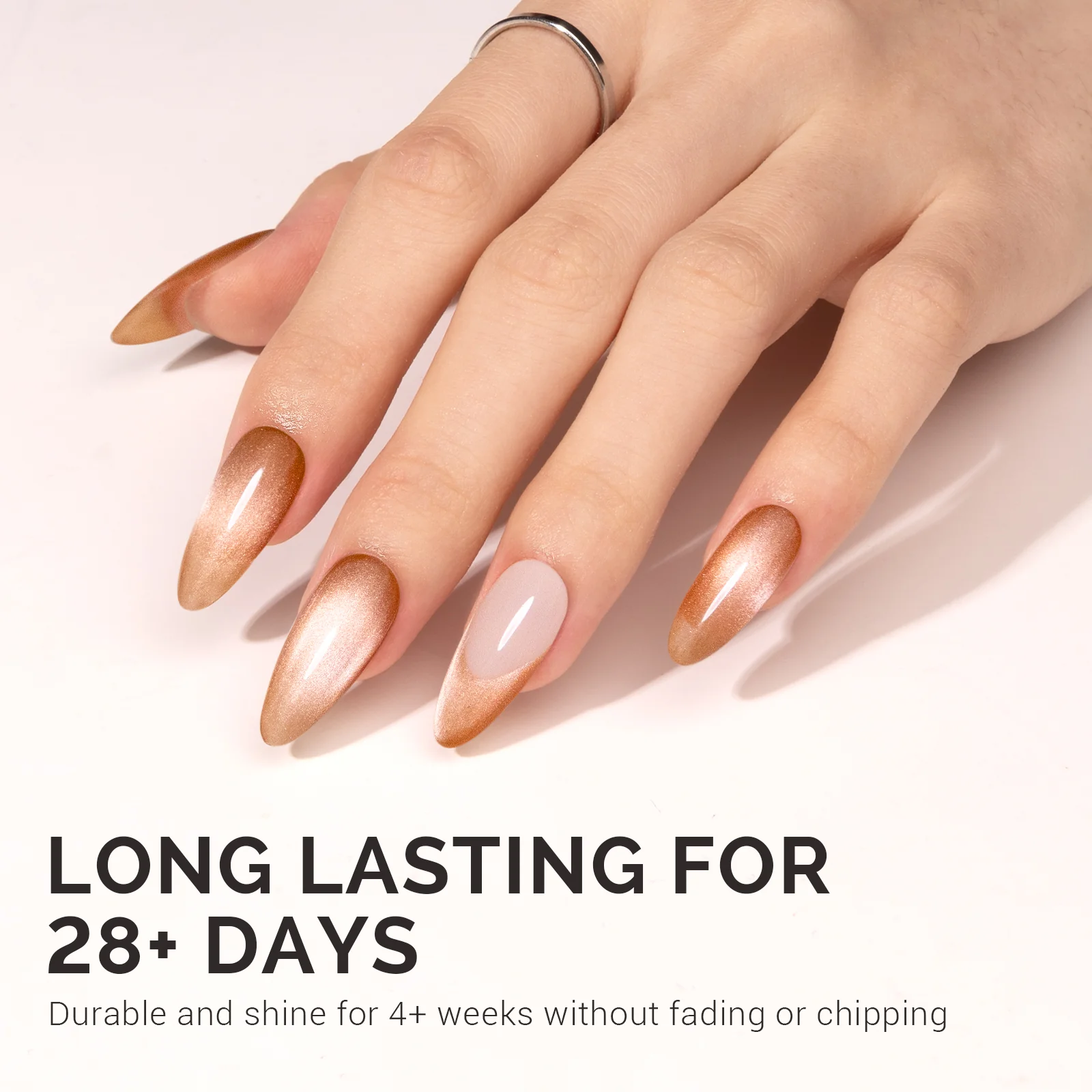 Jeweliver Cat Eye Gel Nail Polish 0.5 fl oz/15ml - Light Gold B5201 - Image 5