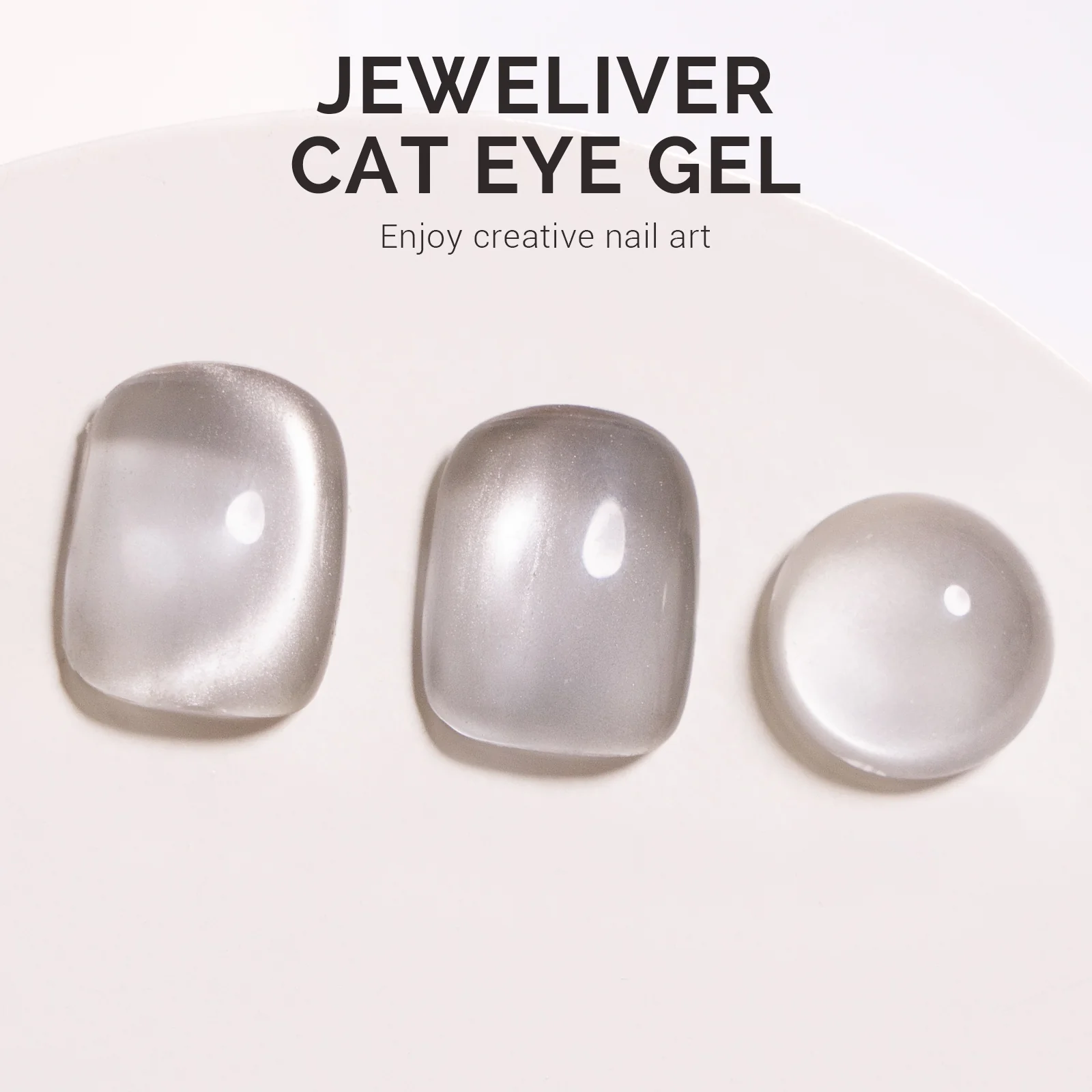 Jeweliver Cat Eye Gel Nail Polish 0.5 fl oz/15ml - Light Gray B5080 - Image 3