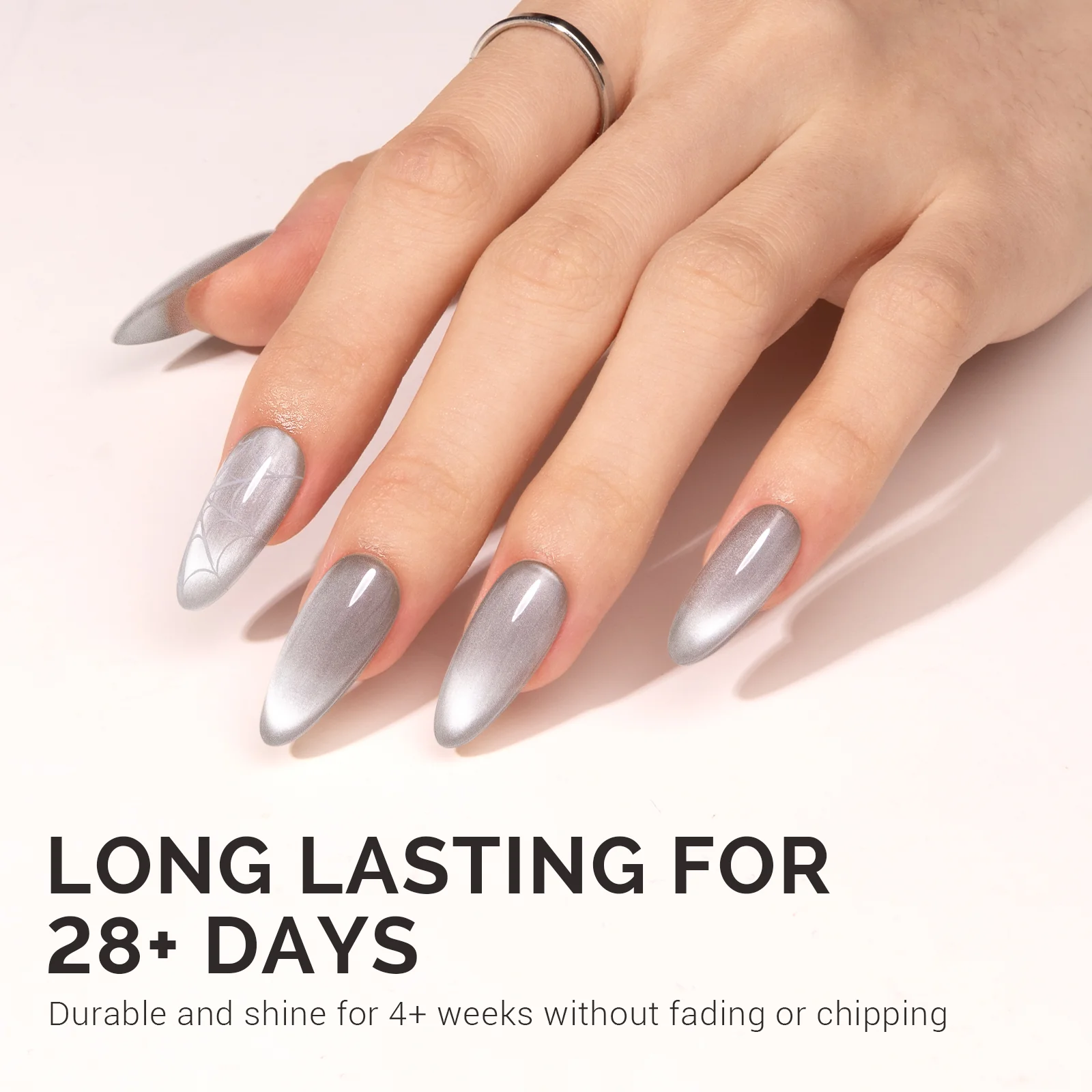 Jeweliver Cat Eye Gel Nail Polish 0.5 fl oz/15ml - Light Gray B5080 - Image 5