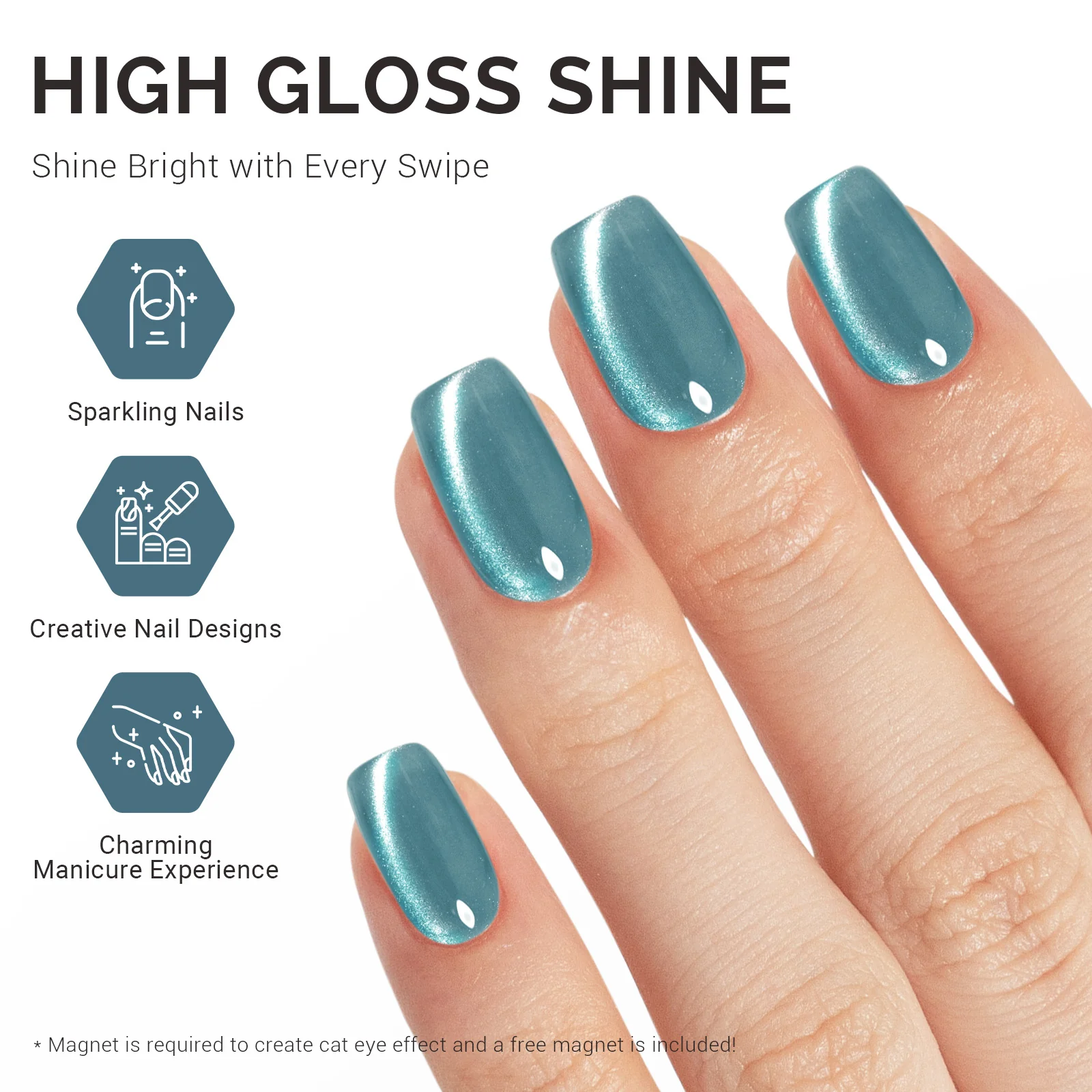 Jeweliver Cat Eye Gel Nail Polish 0.5 fl oz/15ml - Mermaid Blue B5101 - Image 4