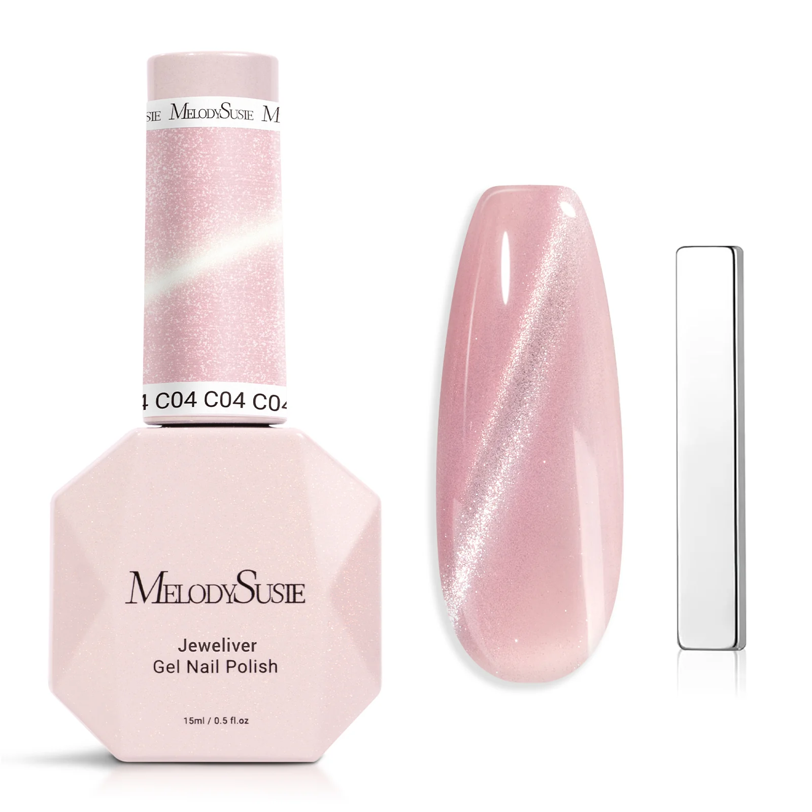 Jeweliver Cat Eye Gel Nail Polish 0.5 fl oz/15ml - Cherry Blossom Pink C04