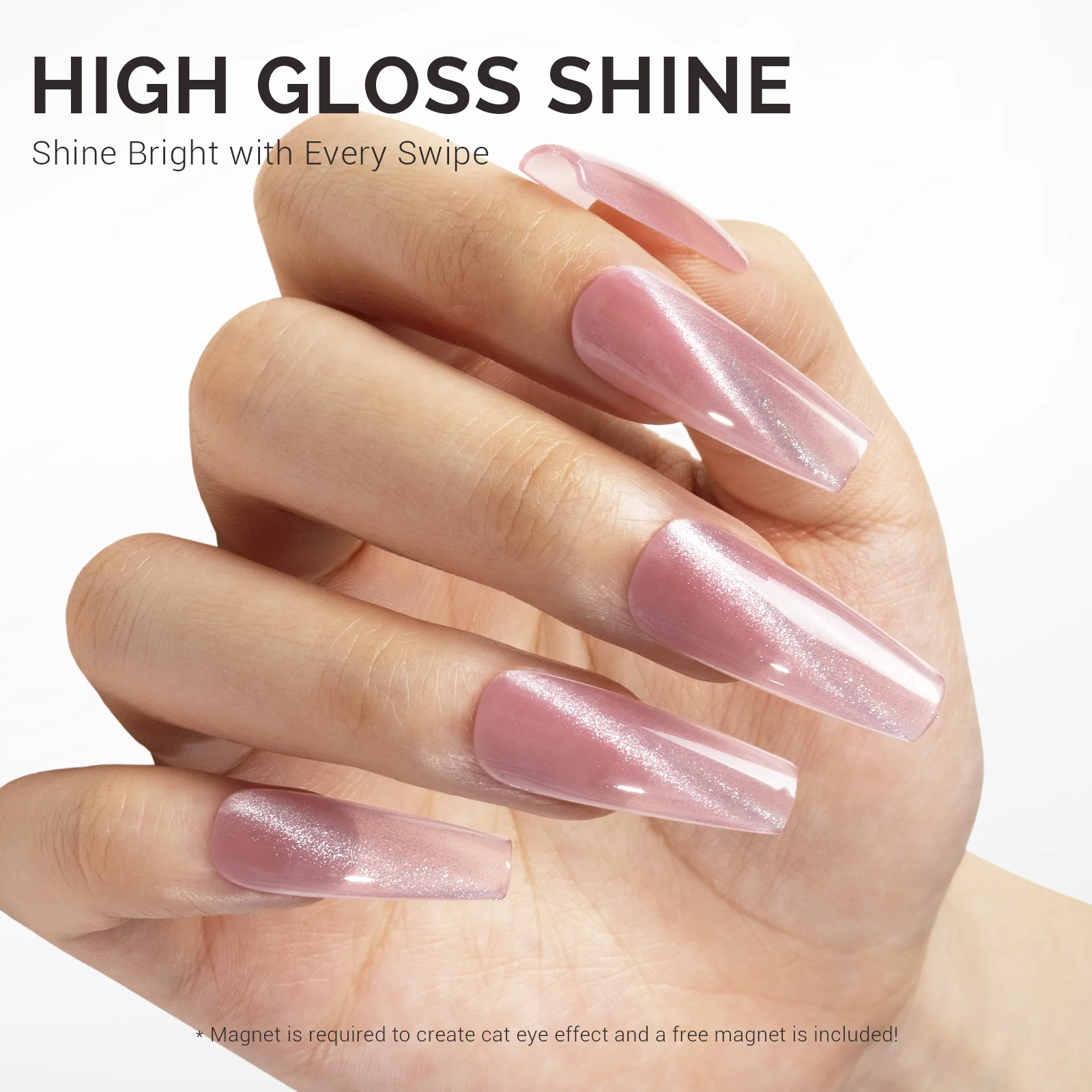 Jeweliver Cat Eye Gel Nail Polish 0.5 fl oz/15ml - Cherry Blossom Pink C04 - Image 3
