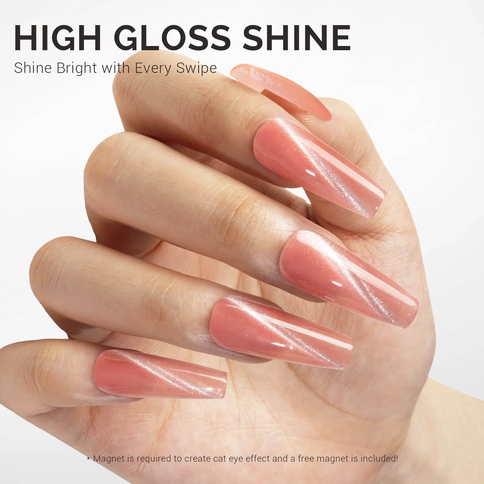 Jeweliver Cat Eye Gel Nail Polish 0.5 fl oz/15ml - Coral Pink C45 - Image 3