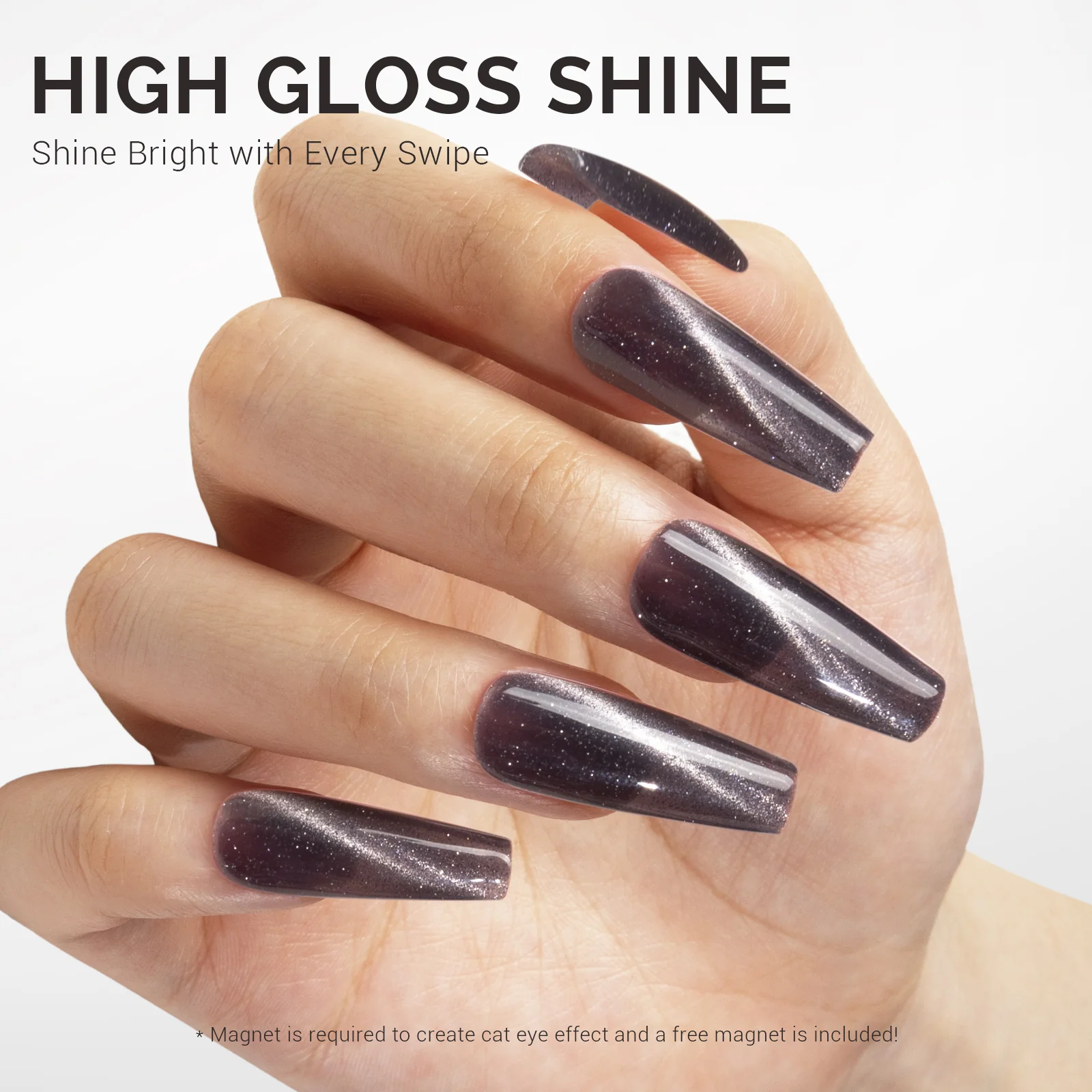 Jeweliver Cat Eye Gel Nail Polish 0.5 fl oz/15ml - Dark Gray C6681 - Image 3