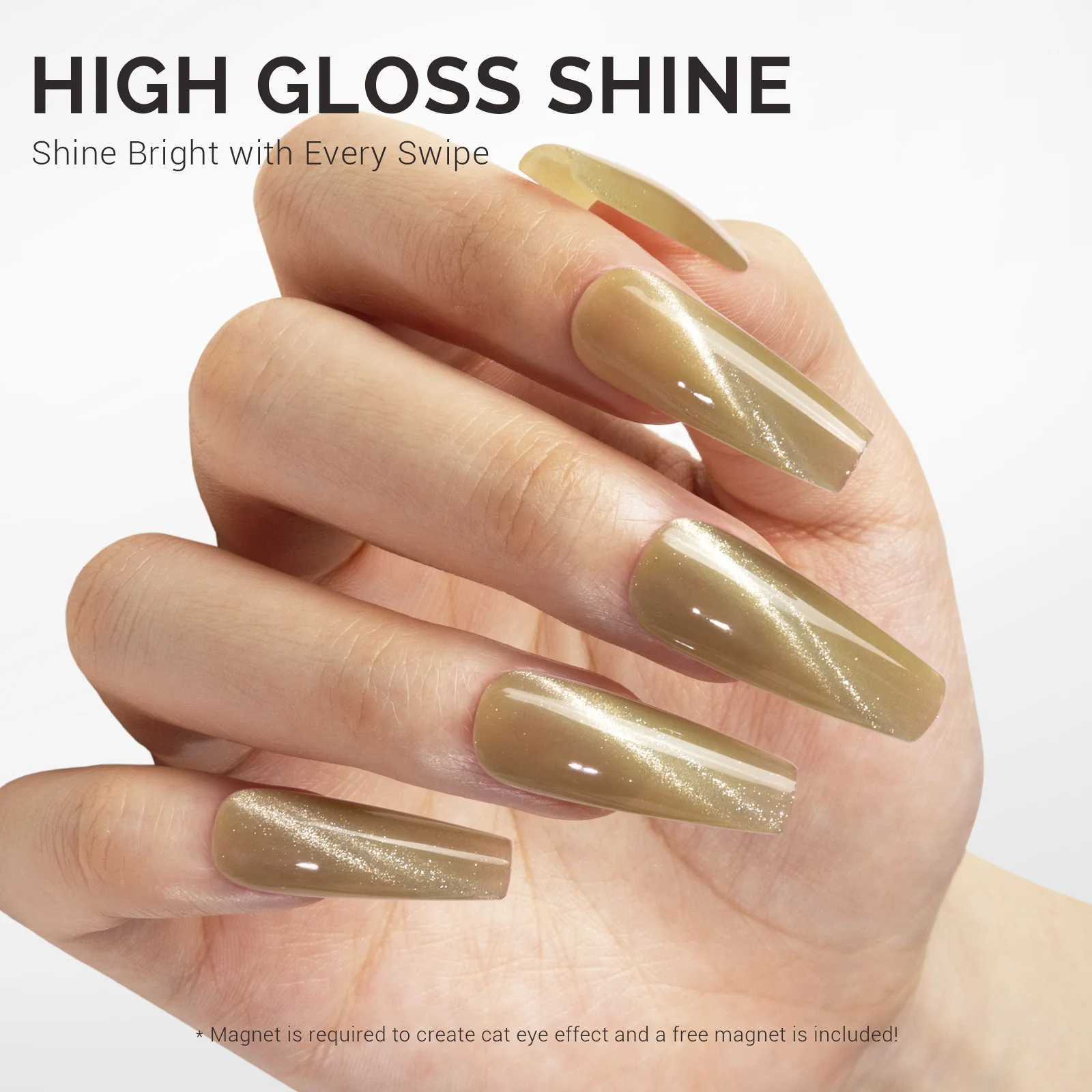 Jeweliver Cat Eye Gel Nail Polish 0.5 fl oz/15ml -  Golden Green C52 - Image 3