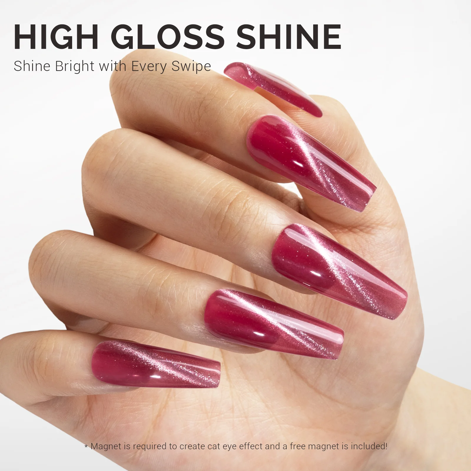 Jeweliver Cat Eye Gel Nail Polish 0.5 fl oz/15ml - Hot pink C25 - Image 3