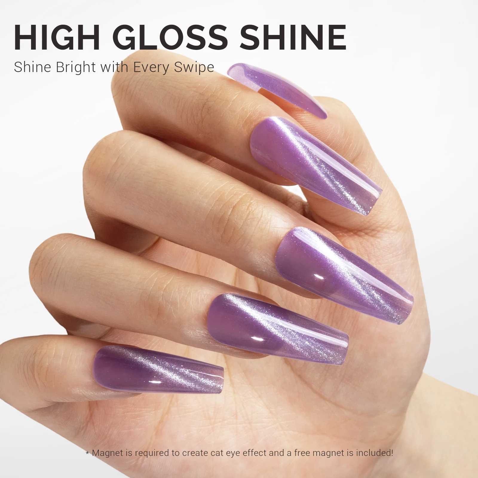 Jeweliver Cat Eye Gel Nail Polish 0.5 fl oz/15ml - Light Purple C16 - Image 3
