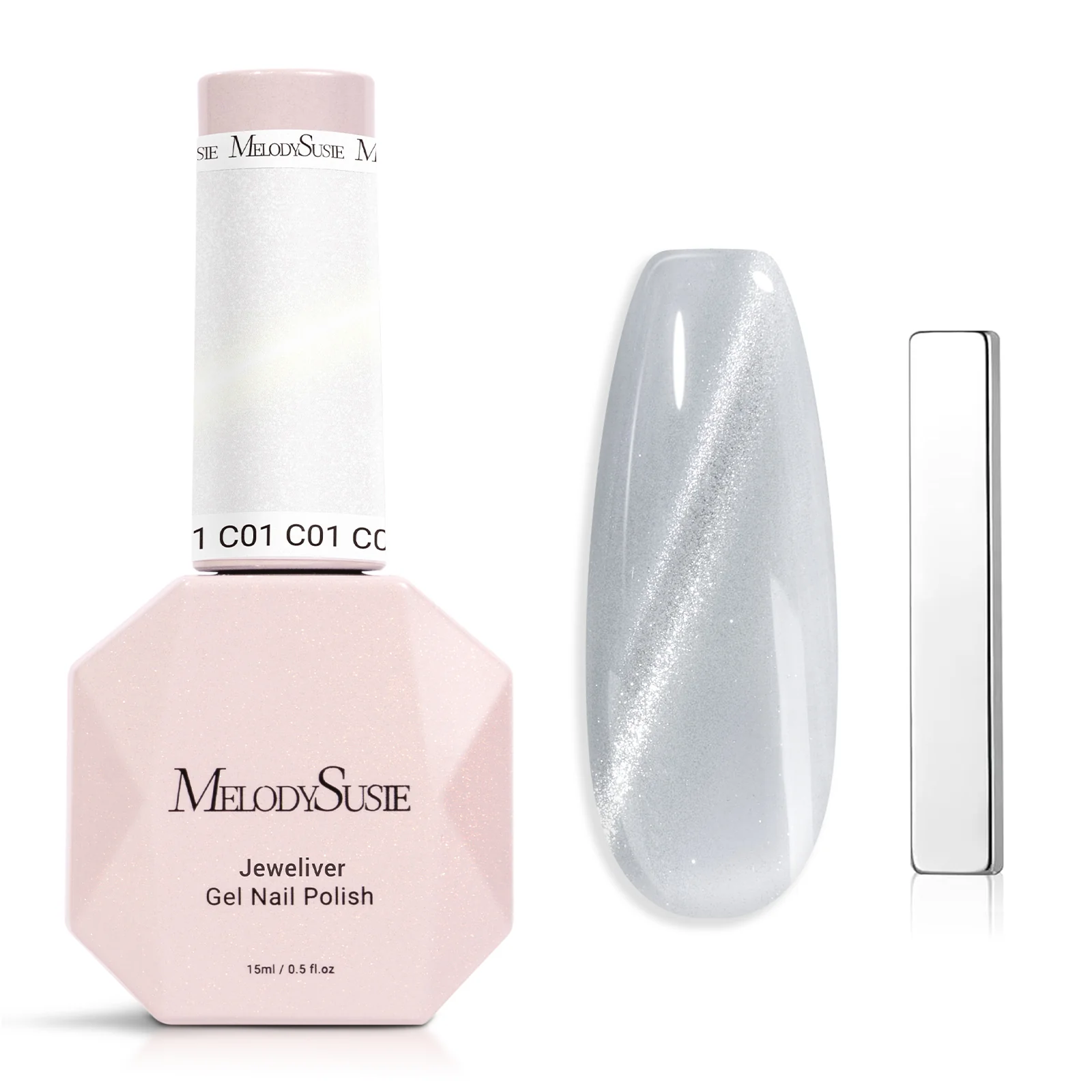 Jeweliver Cat Eye Gel Nail Polish 0.5 fl oz/15ml - Moonlit Silver C01