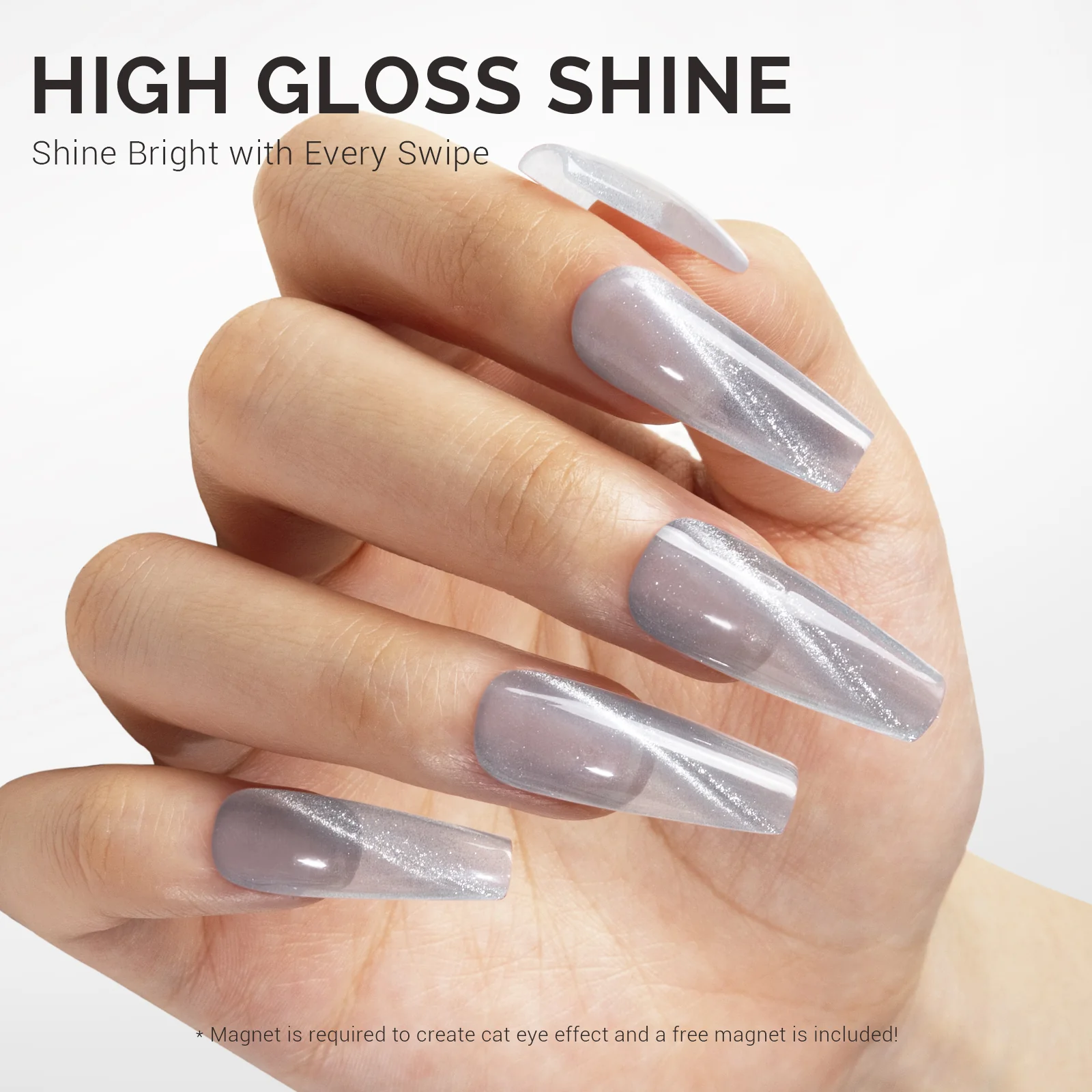 Jeweliver Cat Eye Gel Nail Polish 0.5 fl oz/15ml - Moonlit Silver C01 - Image 3