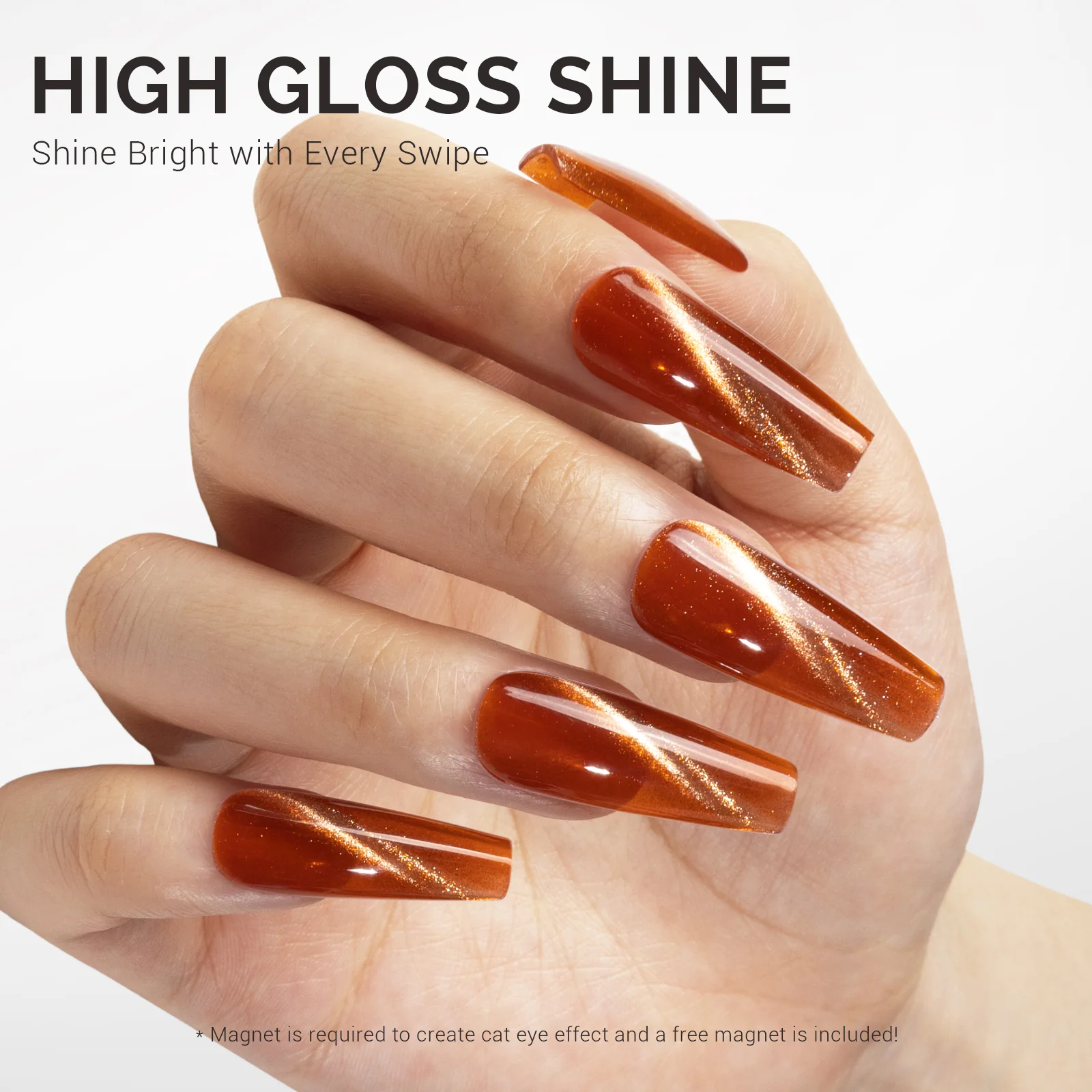 Jeweliver Cat Eye Gel Nail Polish 0.5 fl oz/15ml - Red Orange C68 - Image 3