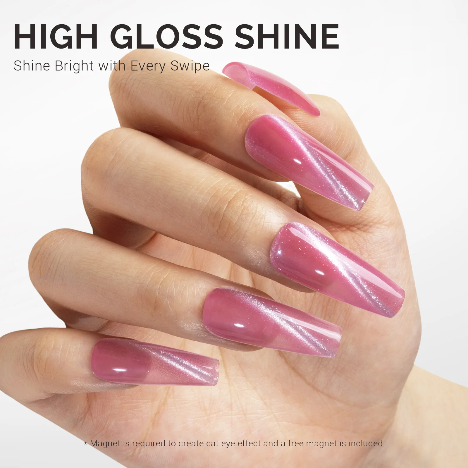 Jeweliver Cat Eye Gel Nail Polish 0.5 fl oz/15ml - Rose Pink C47 - Image 3