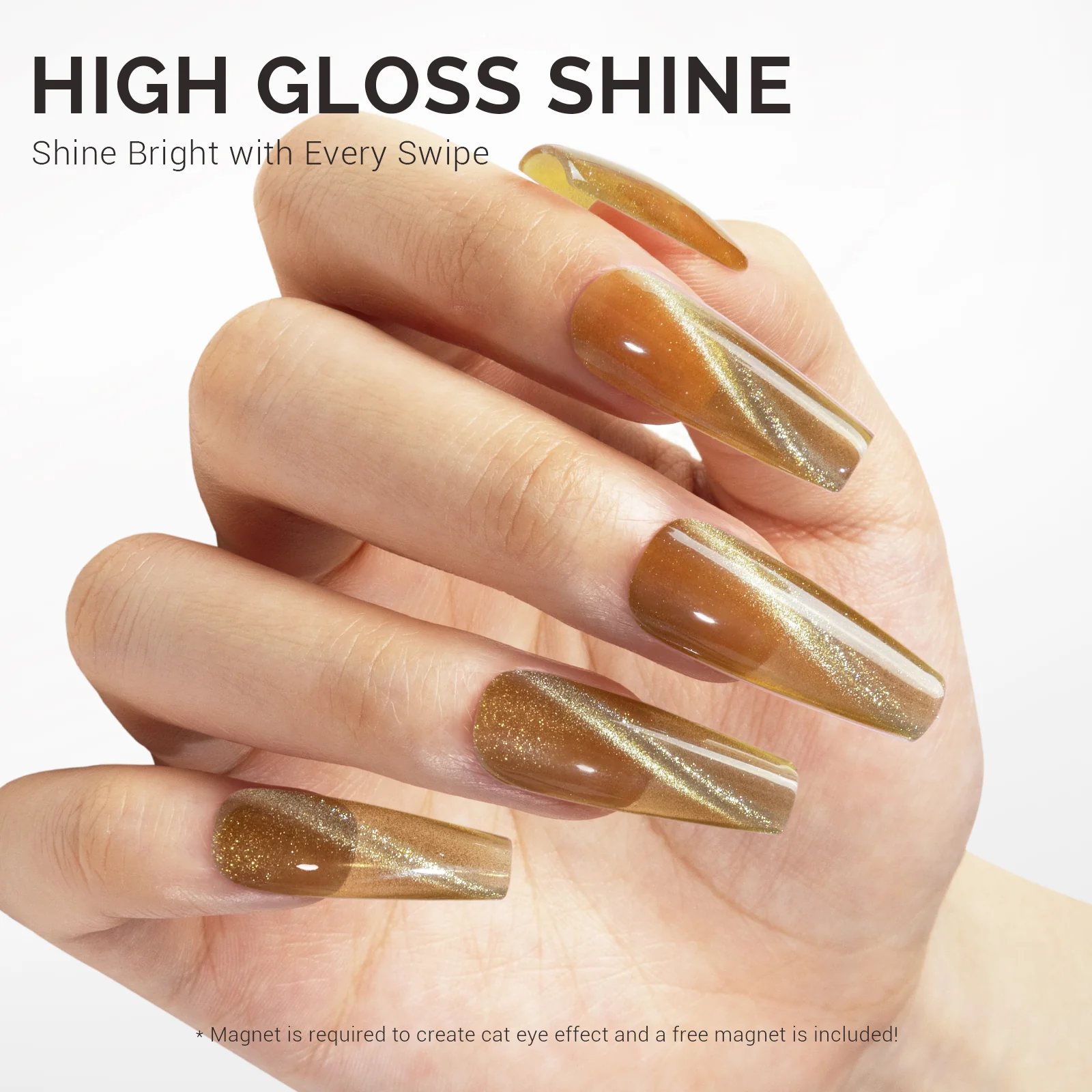 Jeweliver Cat Eye Gel Nail Polish 0.5 fl oz/15ml - Rutile Golden C09 - Image 3