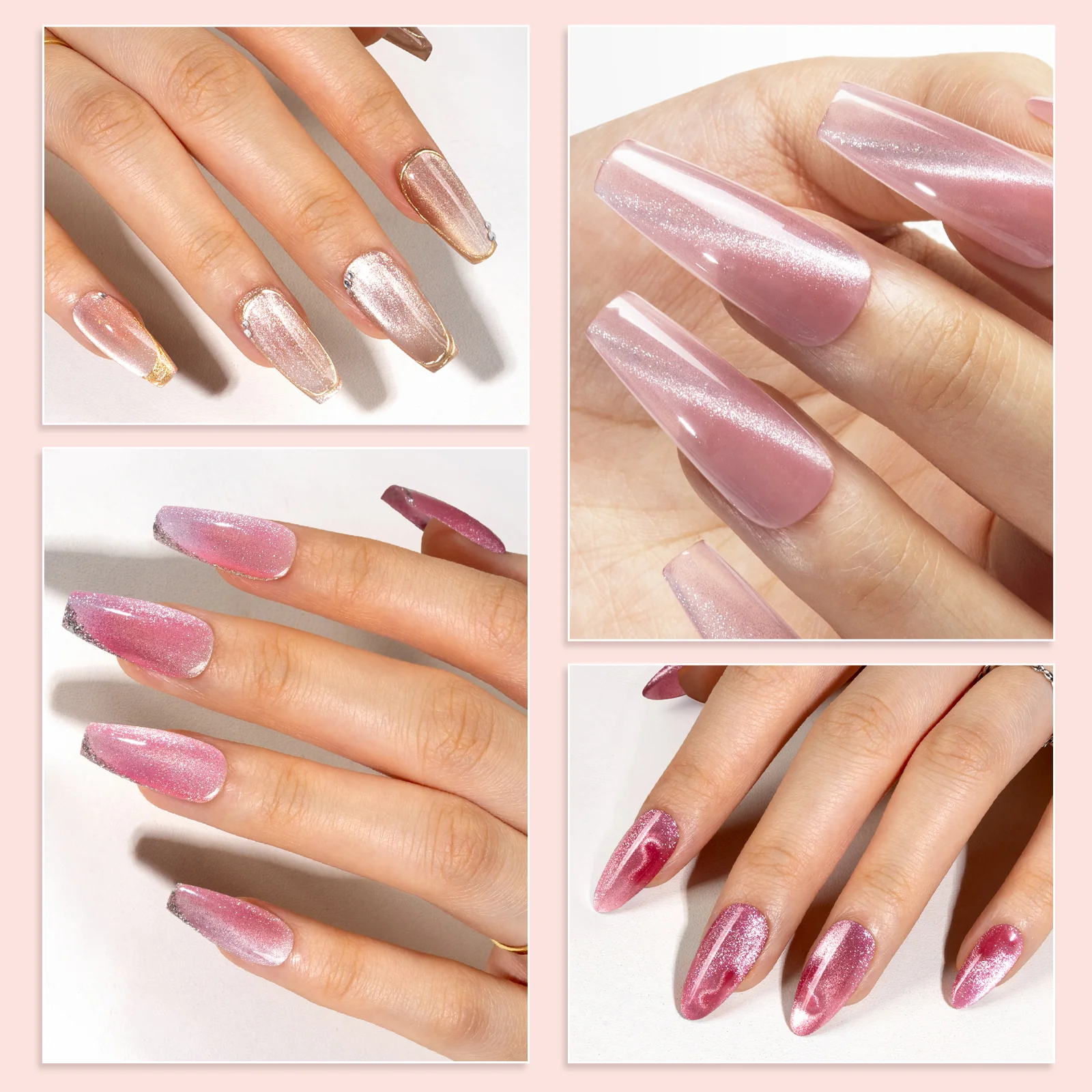 Jeweliver Cat Eye Gel Polish 6 Colors Set 0.5 fl oz/15ml - Pink and Red - Image 5