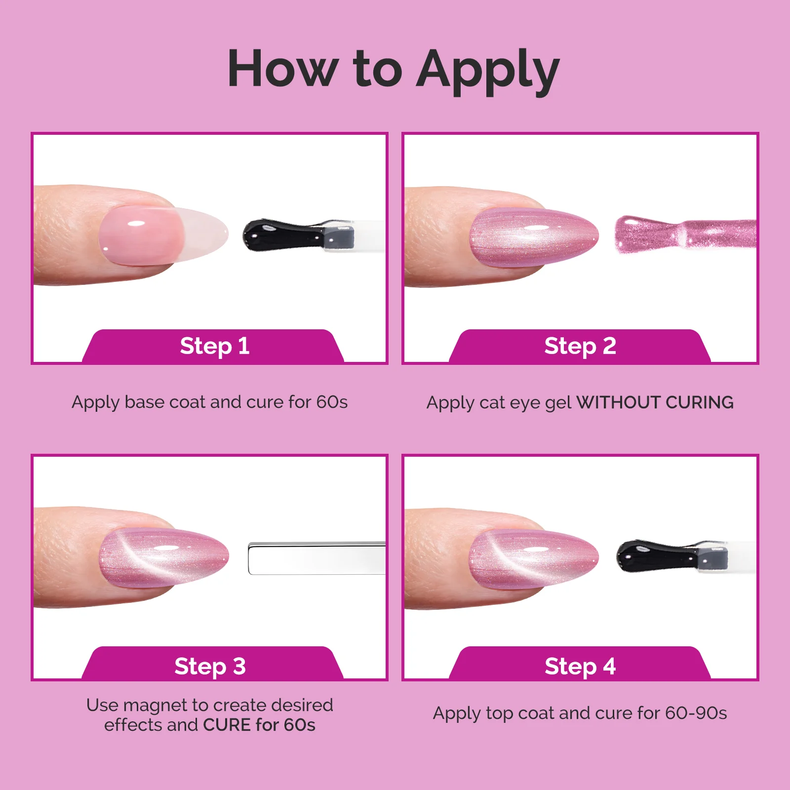 Jeweliver Cat Eye HEMA-Free & TPO-Free Gel Nail Polish 0.5 fl oz/15ml - 9D Chameleon Pink 1601 - Image 6