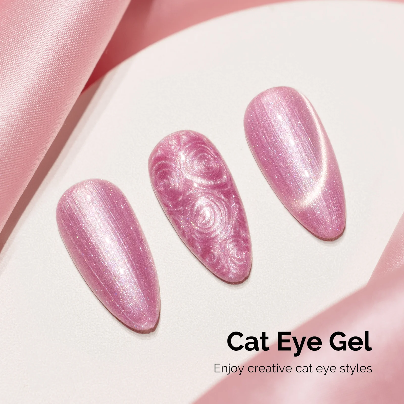 Jeweliver Cat Eye HEMA-Free & TPO-Free Gel Nail Polish 0.5 fl oz/15ml - A-1603 Pearl Bubblegum Pink - Image 3