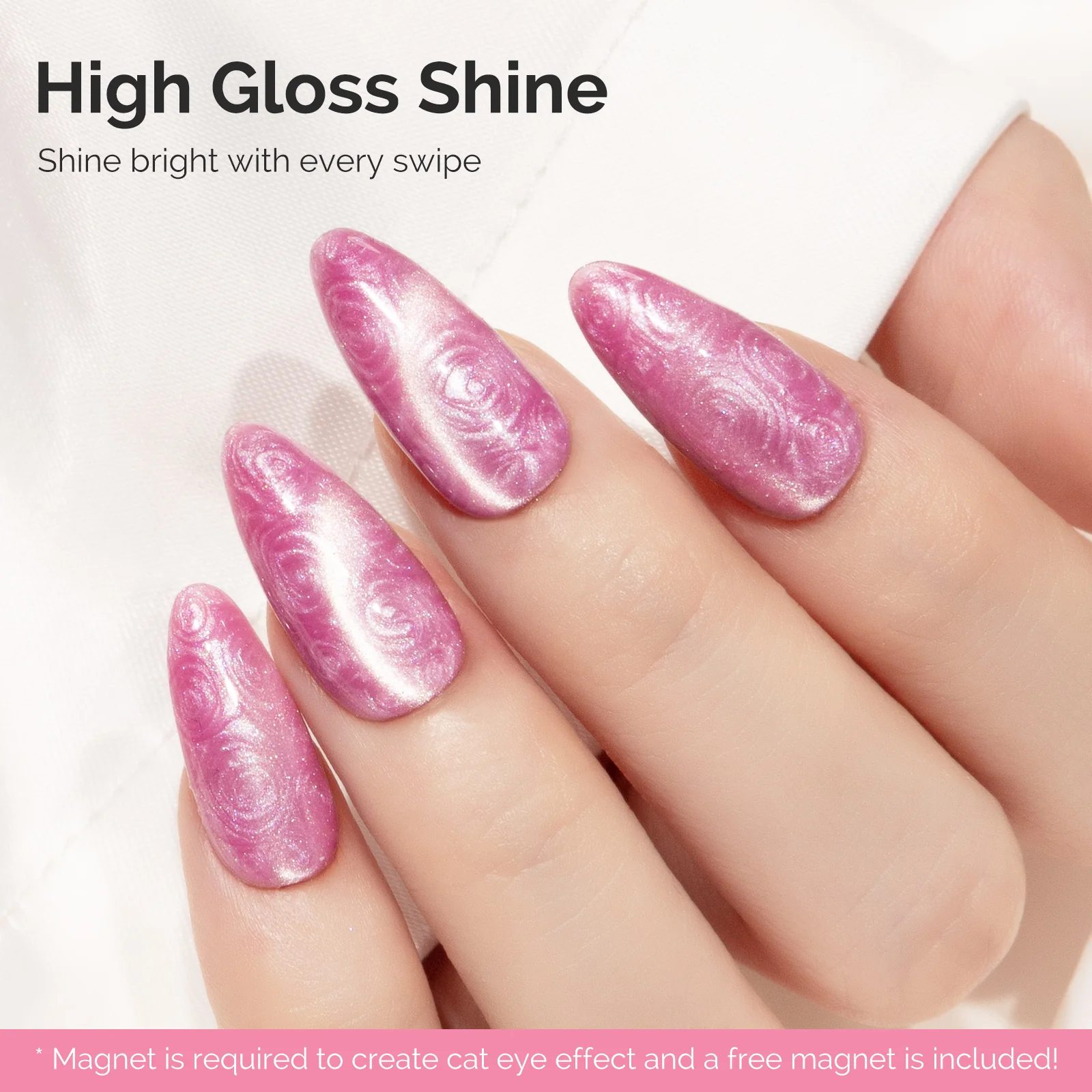 Jeweliver Cat Eye HEMA-Free & TPO-Free Gel Nail Polish 0.5 fl oz/15ml - A-1603 Pearl Bubblegum Pink - Image 4