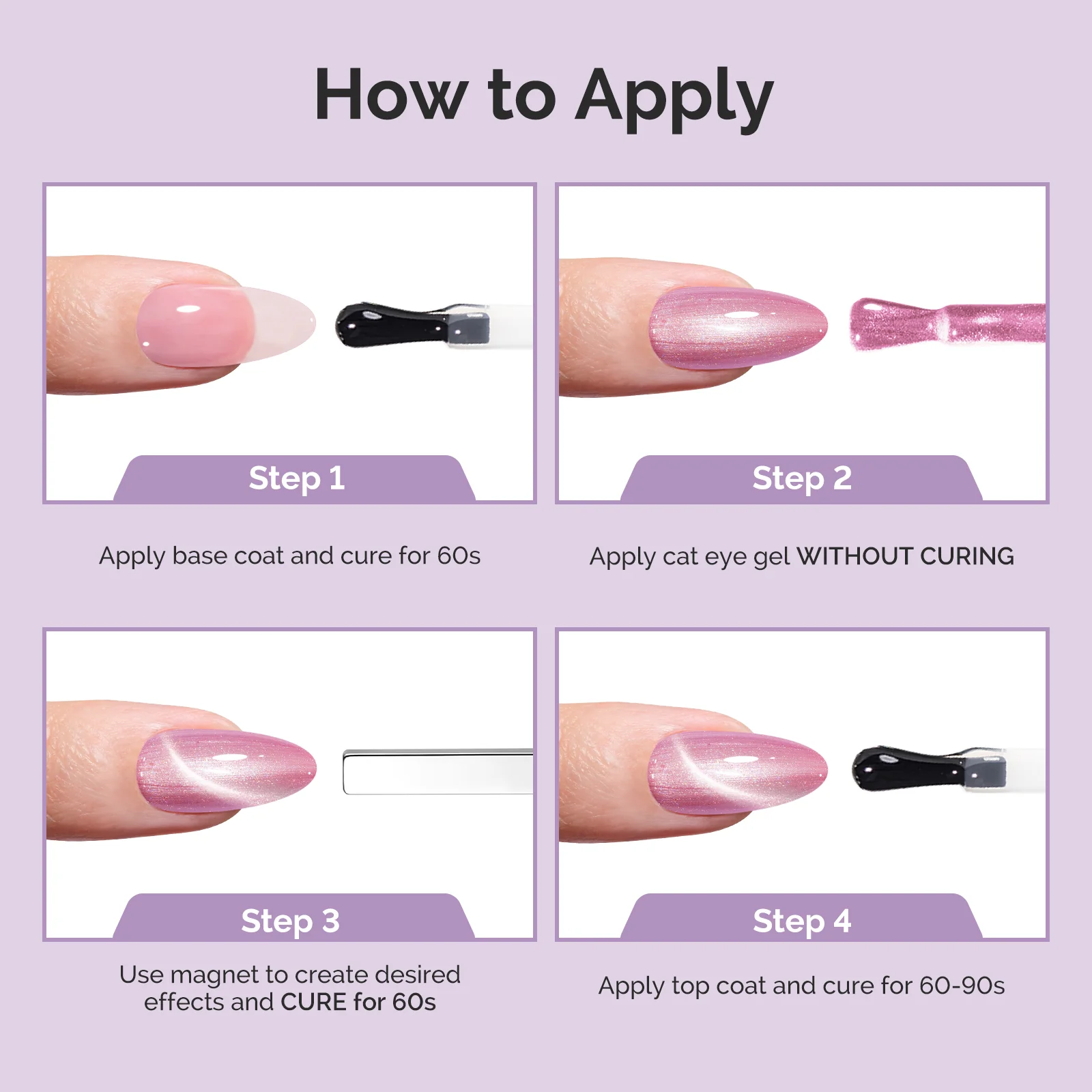 Jeweliver Cat Eye HEMA-Free & TPO-Free Gel Nail Polish 0.5 fl oz/15ml - Aurora Blue Purple 1701 - Image 6