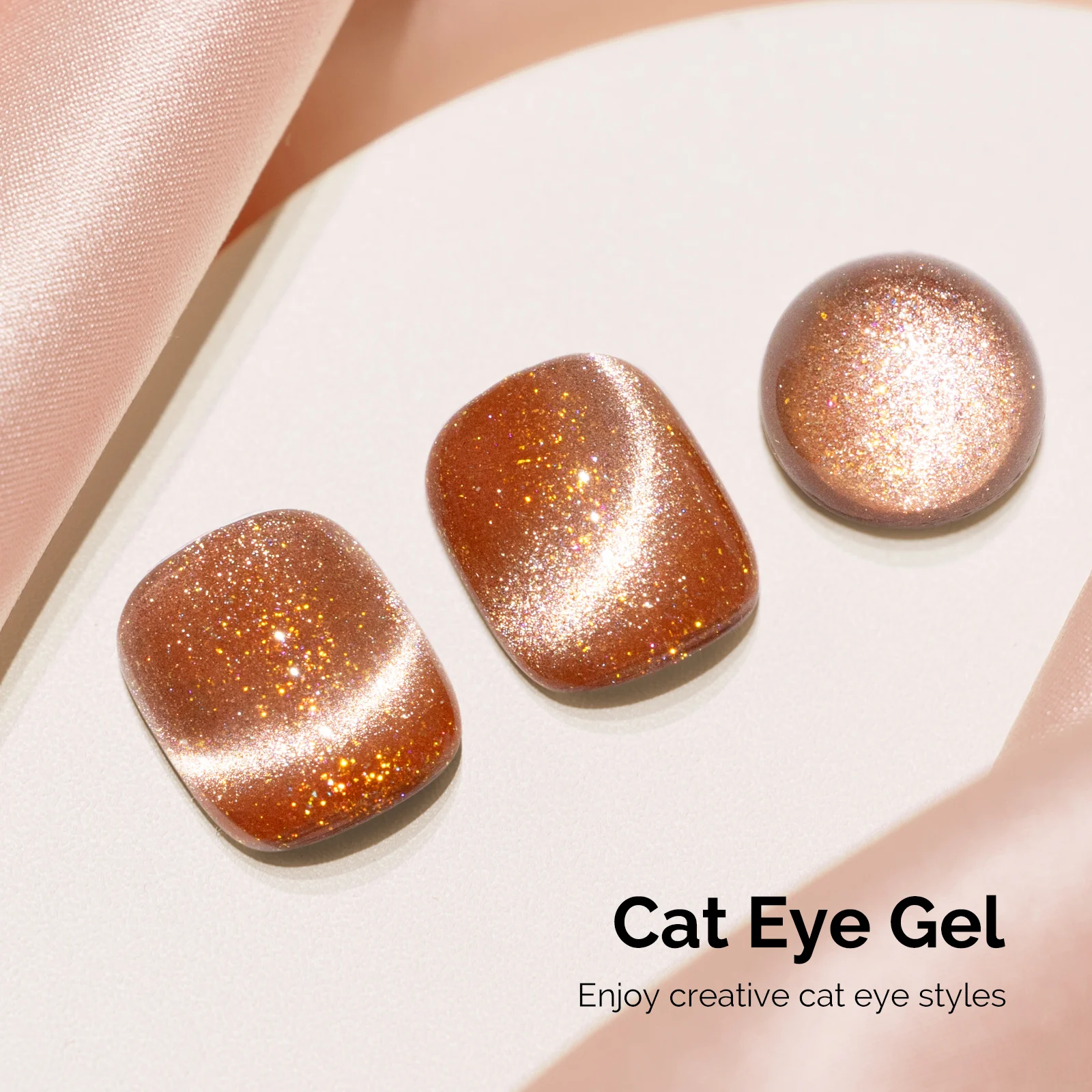 Jeweliver Cat Eye HEMA-Free & TPO-Free Gel Nail Polish 0.5 fl oz/15ml - Gold Pink 1401 - Image 3