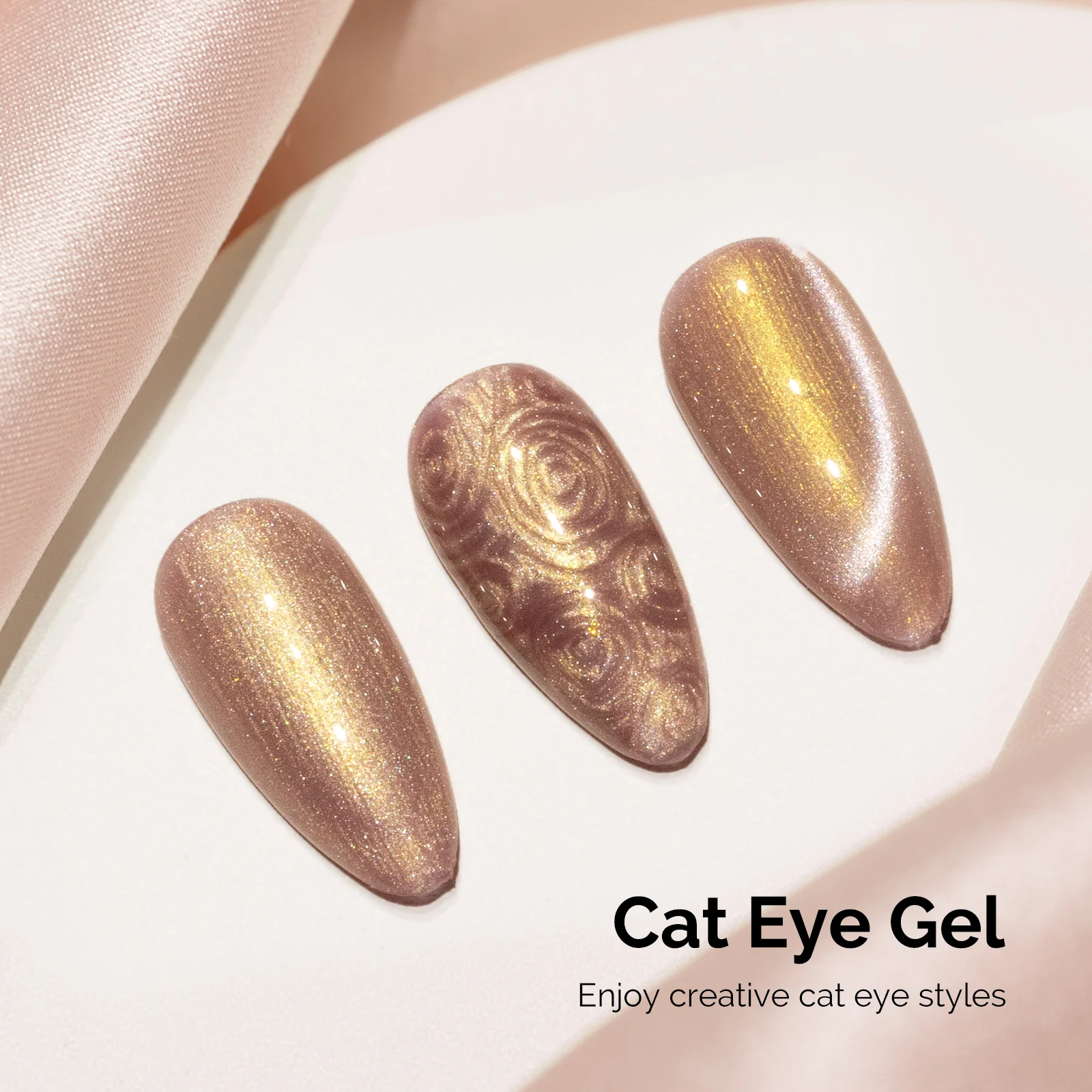 Jeweliver Cat Eye HEMA-Free & TPO-Free Gel Nail Polish 0.5 fl oz/15ml - Pearl Gold 1402 - Image 3