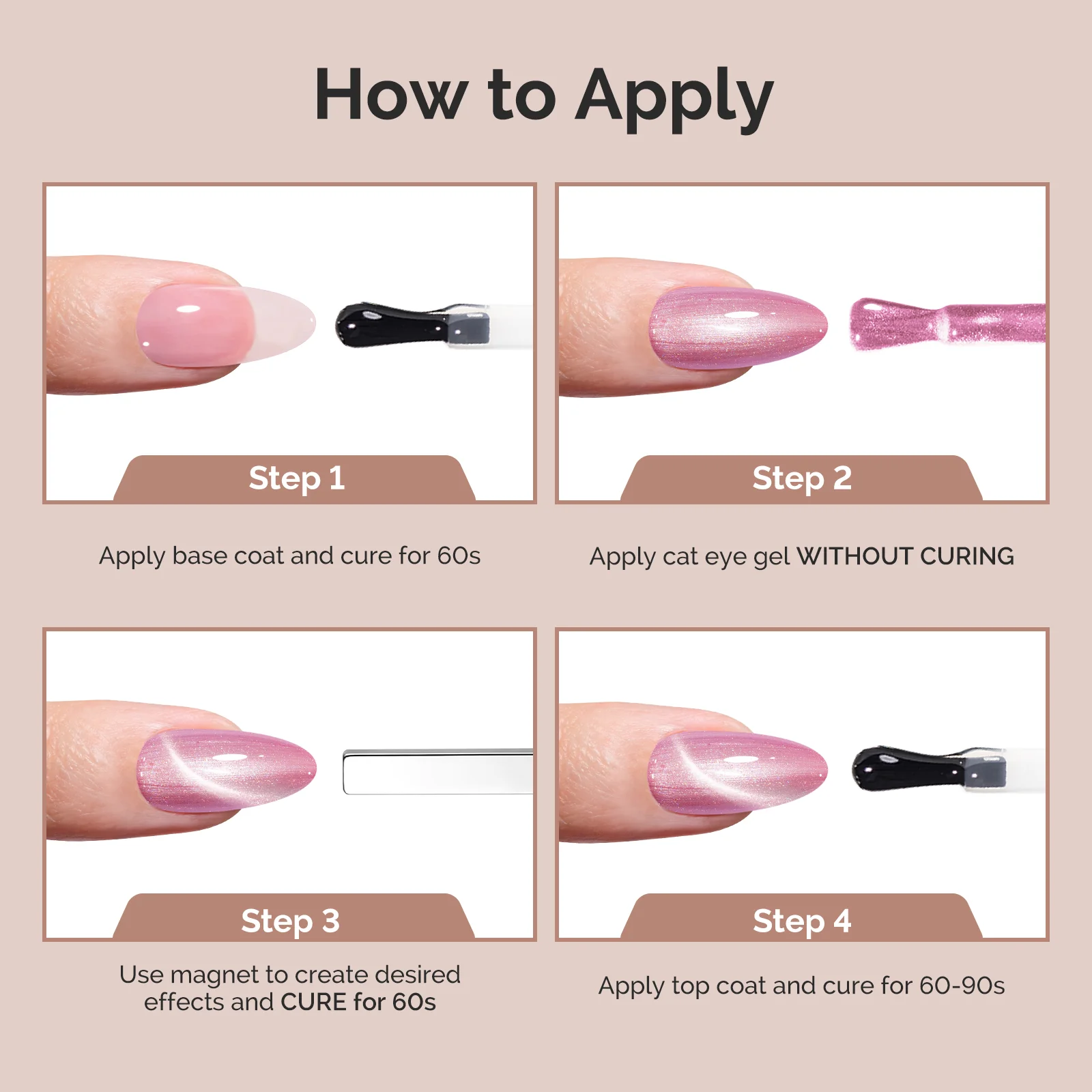Jeweliver Cat Eye HEMA-Free & TPO-Free Gel Nail Polish 0.5 fl oz/15ml - Pearl Gold 1402 - Image 6