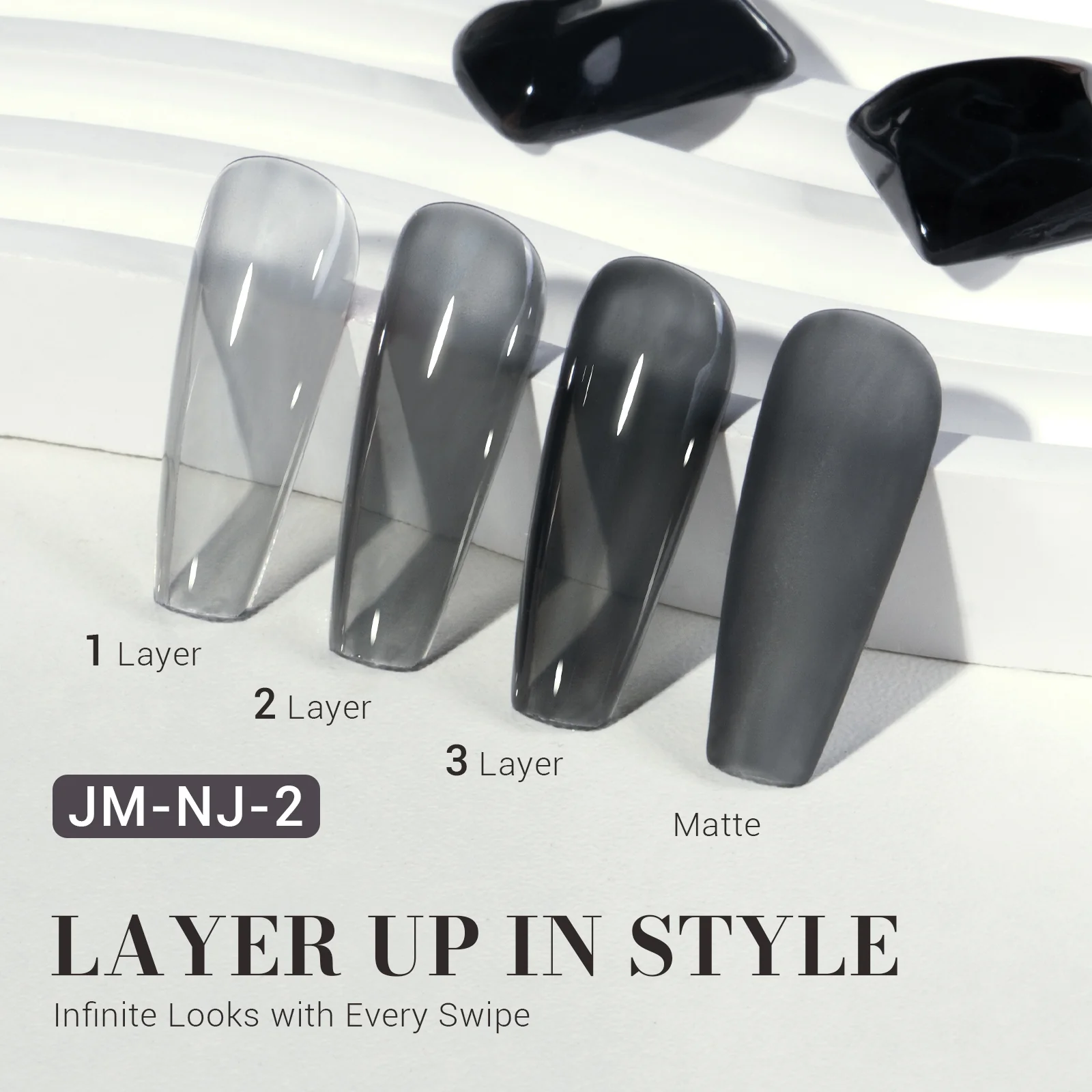 Jeweliver Jelly TPO-Free Gel Nail Polish 0.5 fl oz/15ml - Transparent Black JM-NJ-4 - Image 2