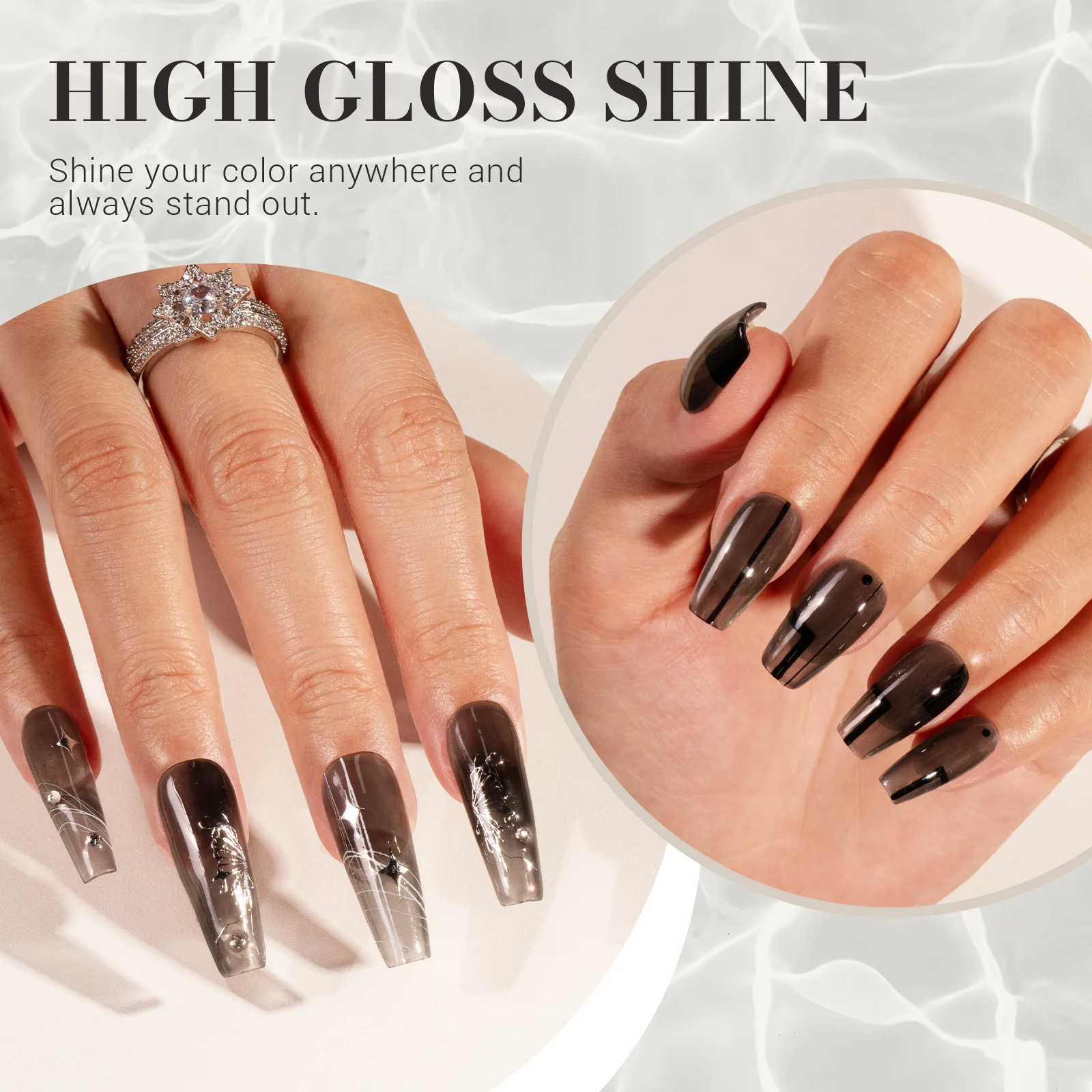 Jeweliver Jelly TPO-Free Gel Nail Polish 0.5 fl oz/15ml - Transparent Black JM-NJ-4 - Image 3