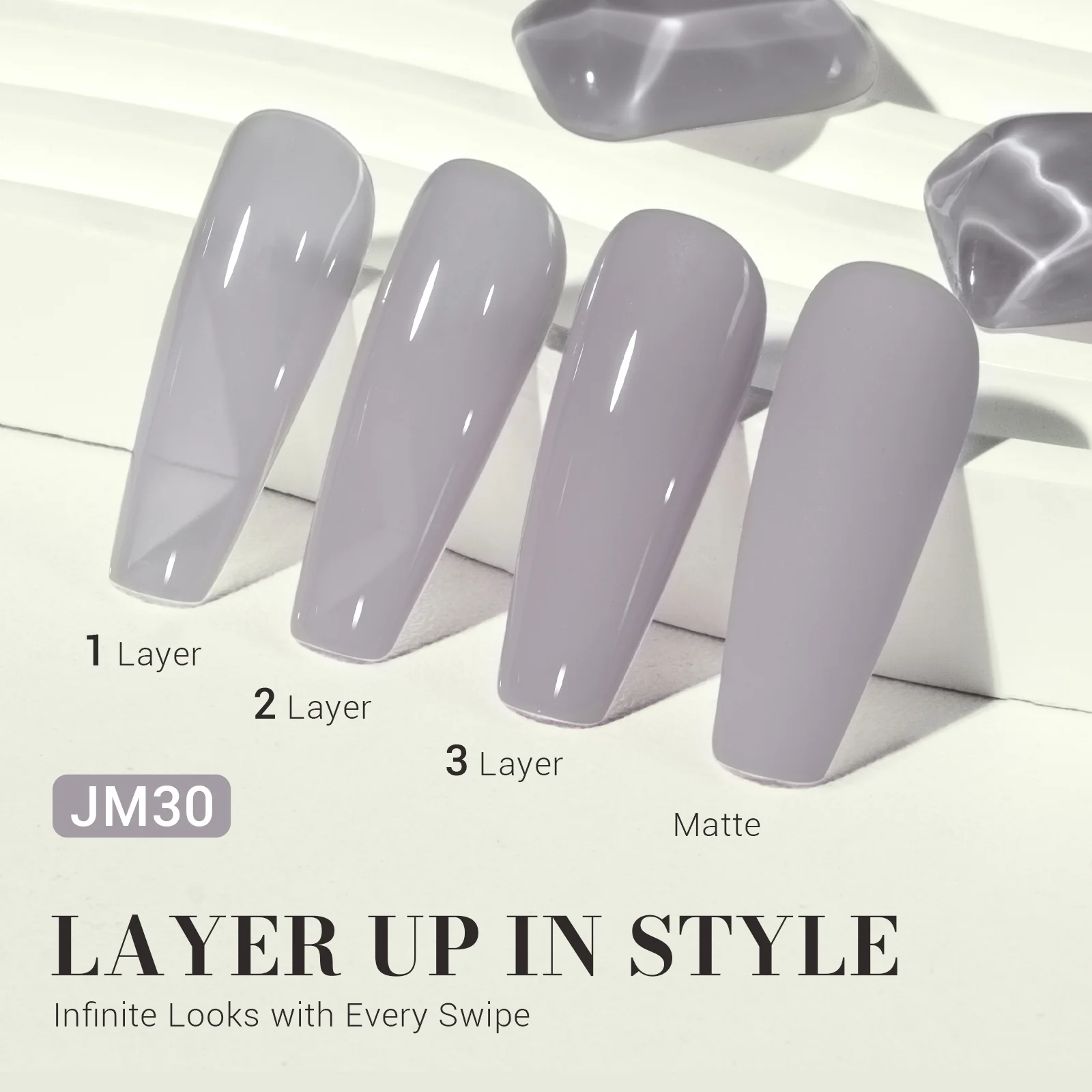 Jeweliver Jelly TPO-Free Gel Nail Polish 0.5 fl oz/15ml - Gray JM30 - Image 2