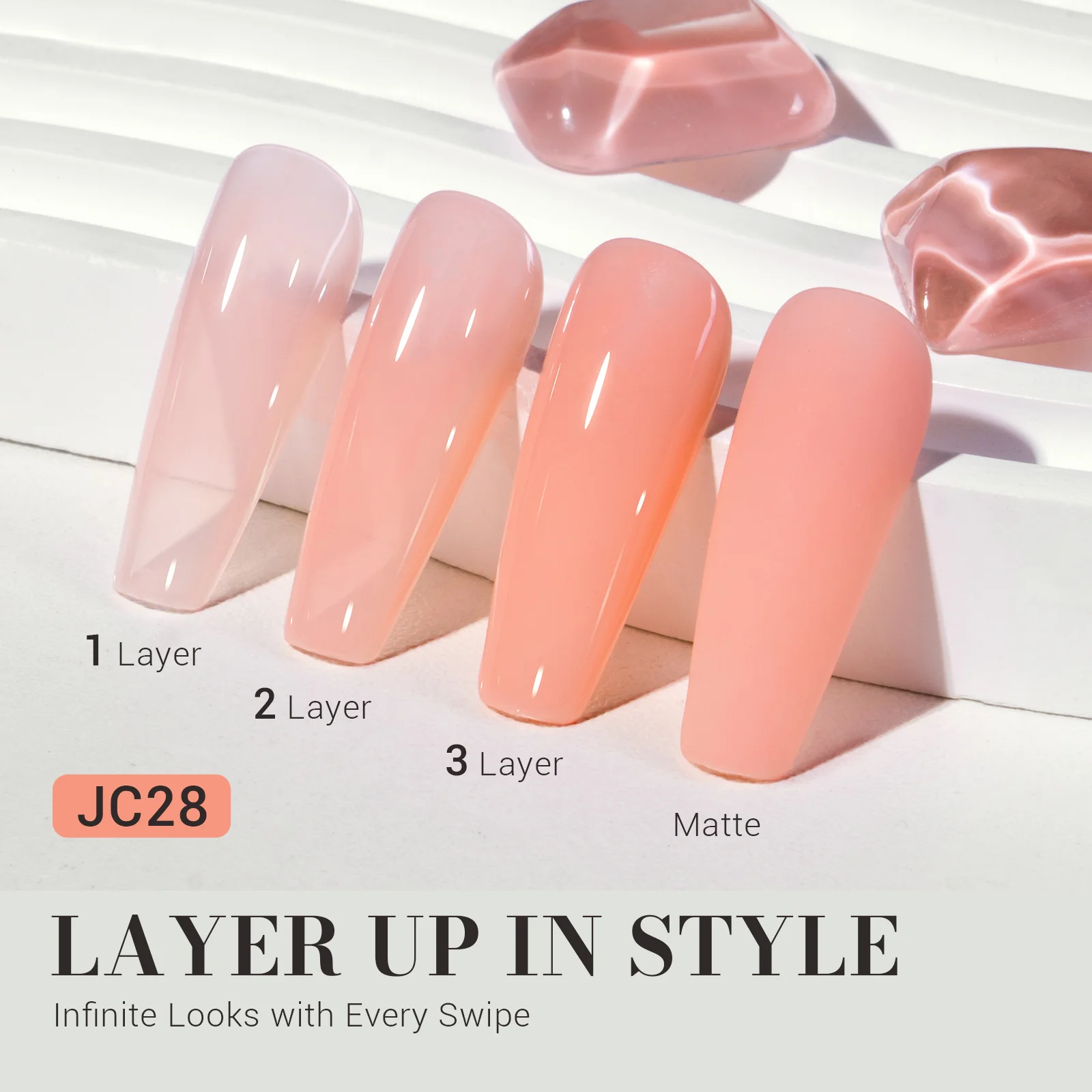 Jeweliver Jelly TPO-Free Gel Nail Polish 0.5 fl oz/15ml - Nude Orange JC28 - Image 2