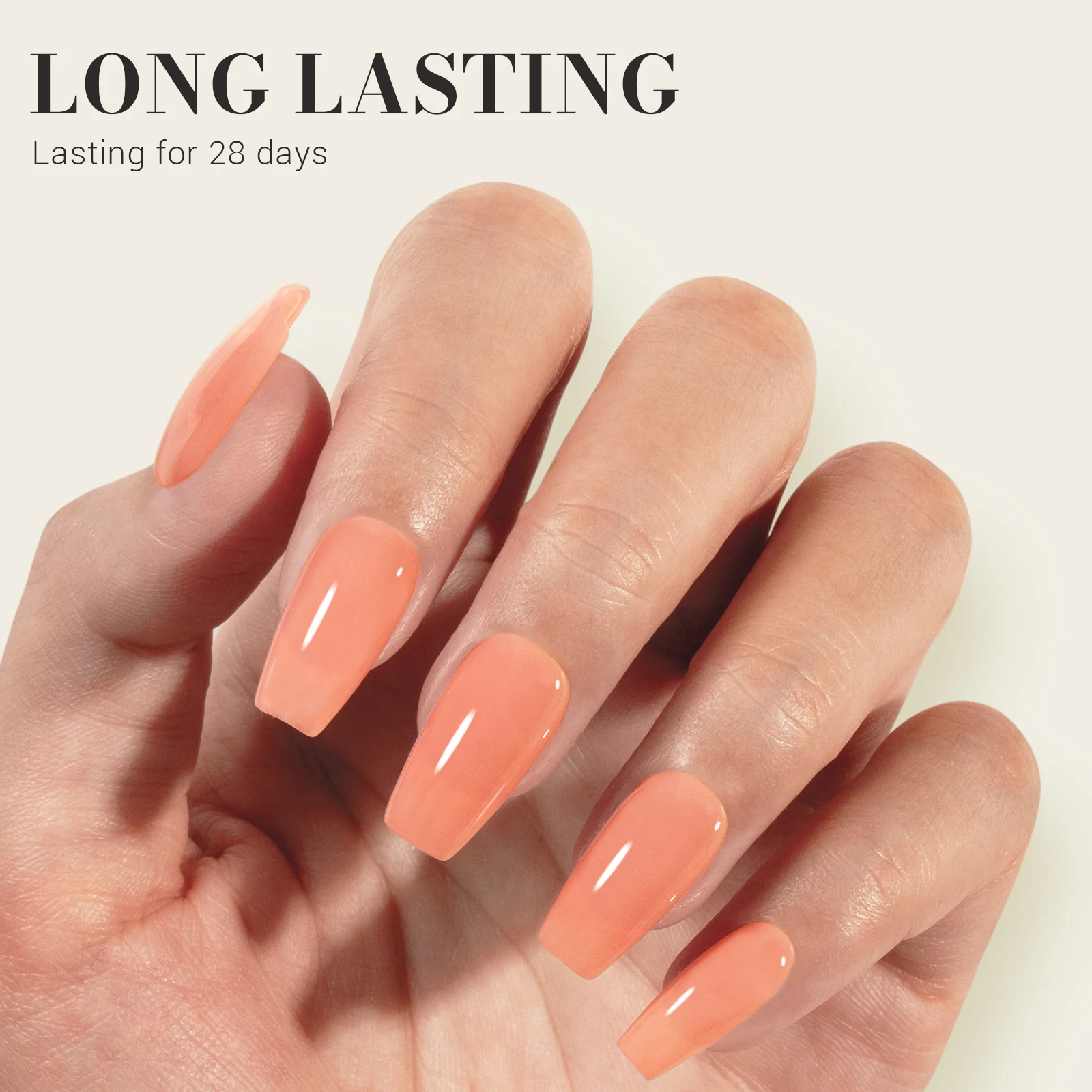 Jeweliver Jelly TPO-Free Gel Nail Polish 0.5 fl oz/15ml - Nude Orange JC28 - Image 4