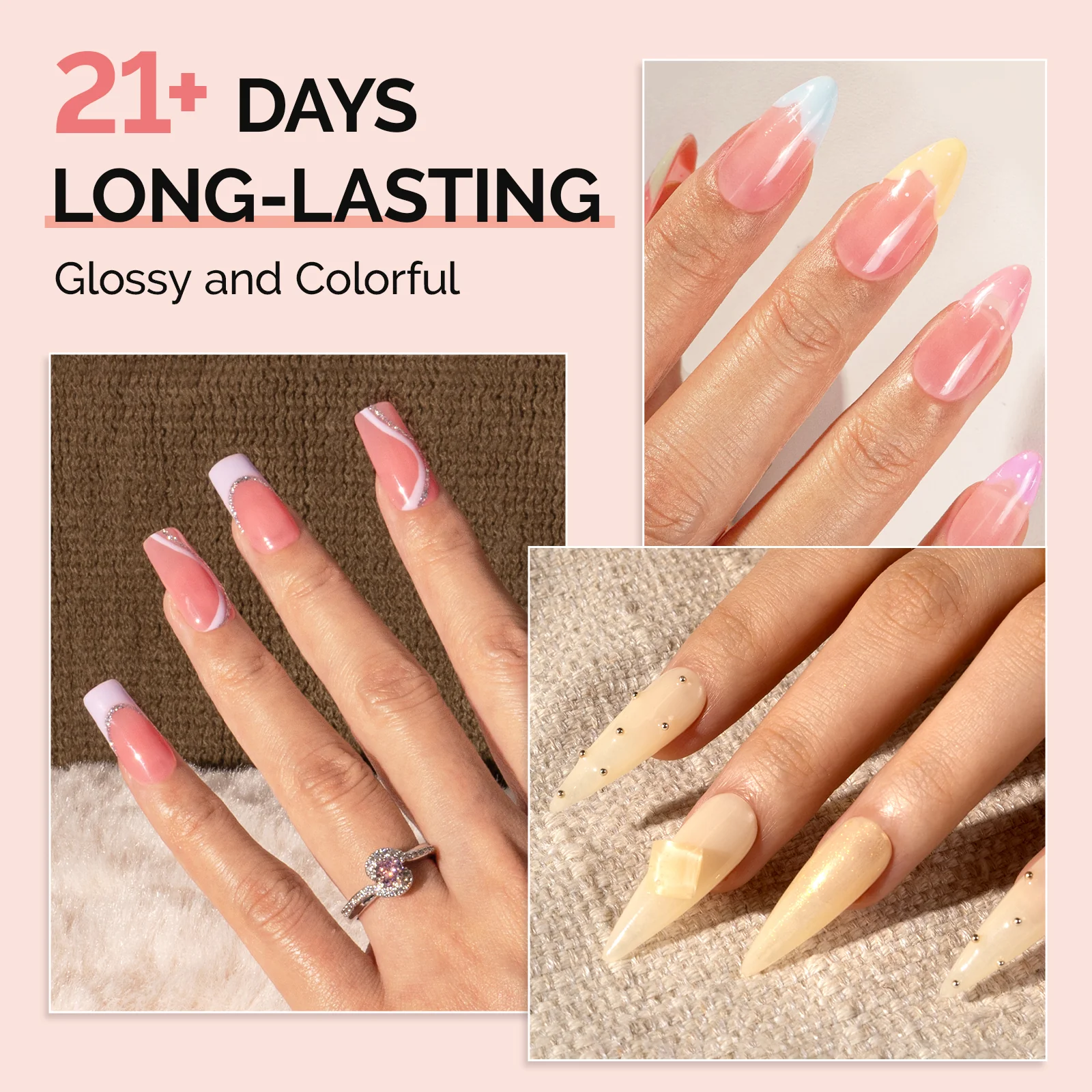 Jeweliver Jelly TPO-Free Gel Nail Polish Set 6 Colors 15ml - Jelly Pink - Image 4