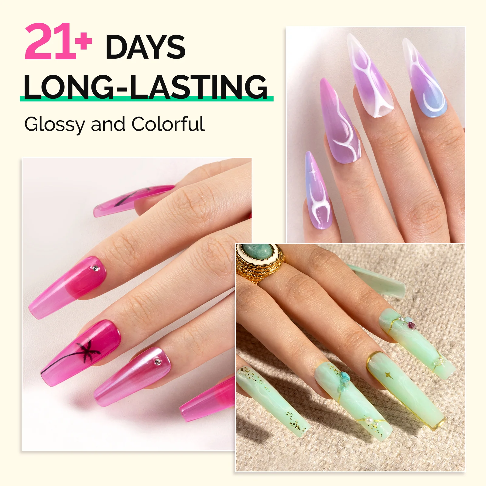 Jeweliver Jelly TPO-Free Gel Nail Polish Set 6 Colors 15ml - Warm Season - Image 4