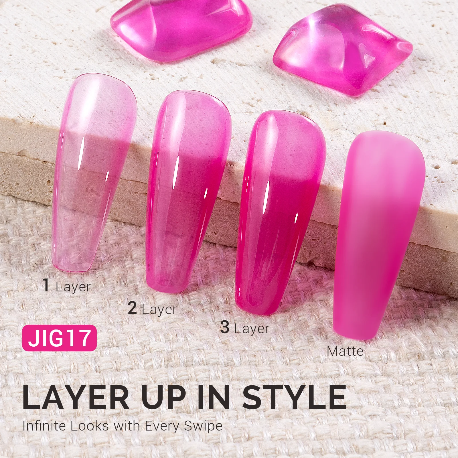 Jeweliver Jelly TPO-Free Gel Polish 15ml - Pink Tourmaline - JIG17 - Image 2