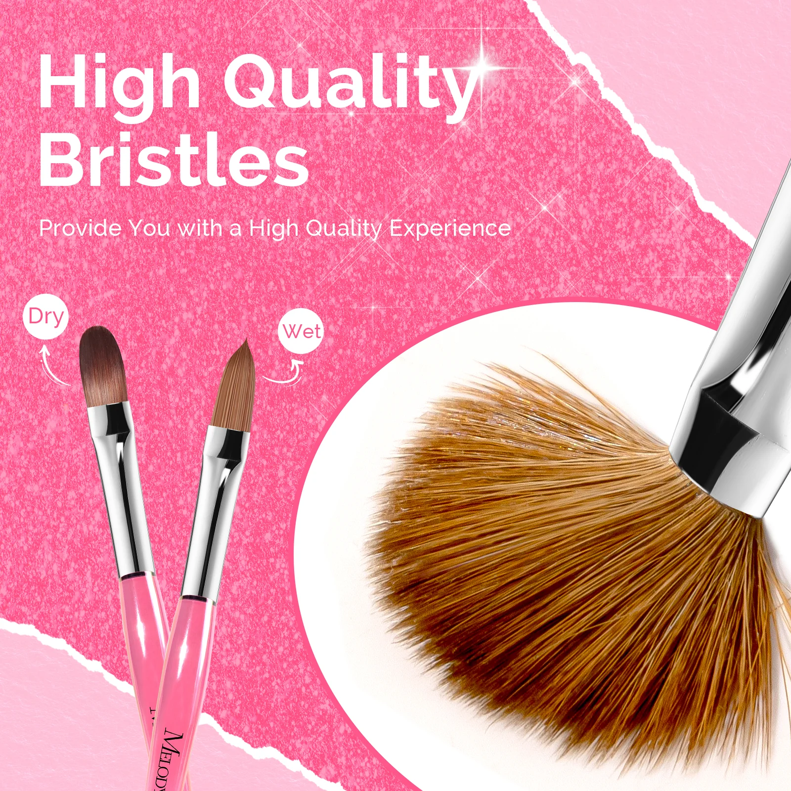 Kolinsky Acrylic Nail Brush Carving Pink #8 - Image 3