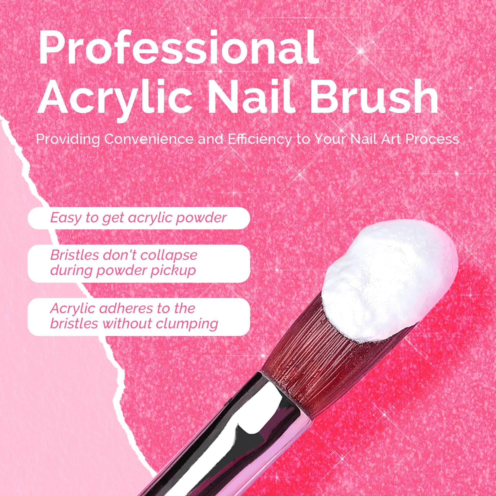 Kolinsky Acrylic Nail Brush Carving Pink #8 - Image 4
