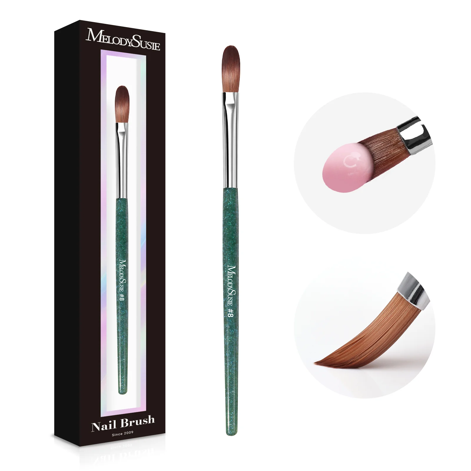Kolinsky Acrylic Nail Brush - Pink #14 - Image 10