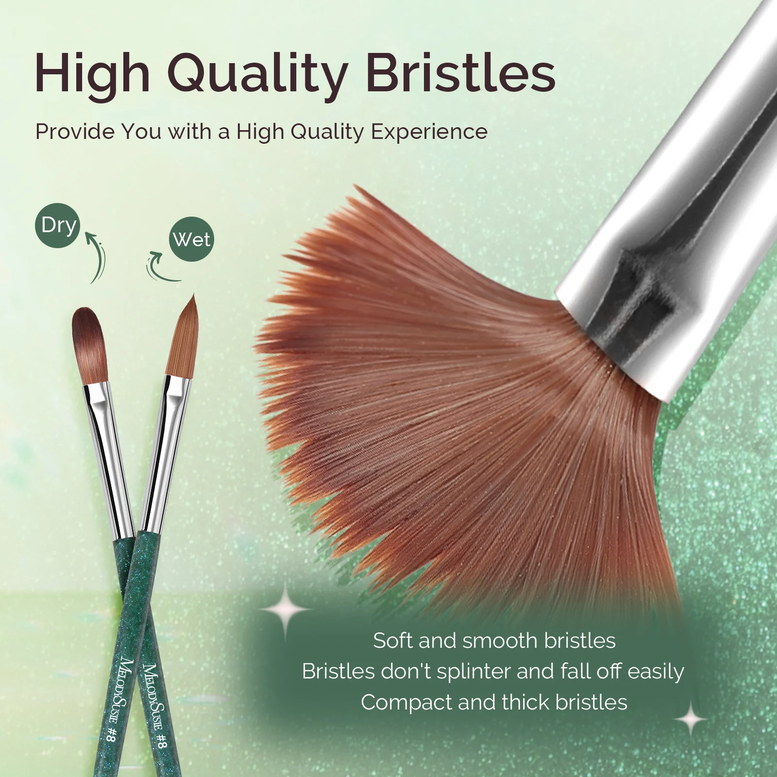 Kolinsky Acrylic Nail Brush - Green #8 - Image 4