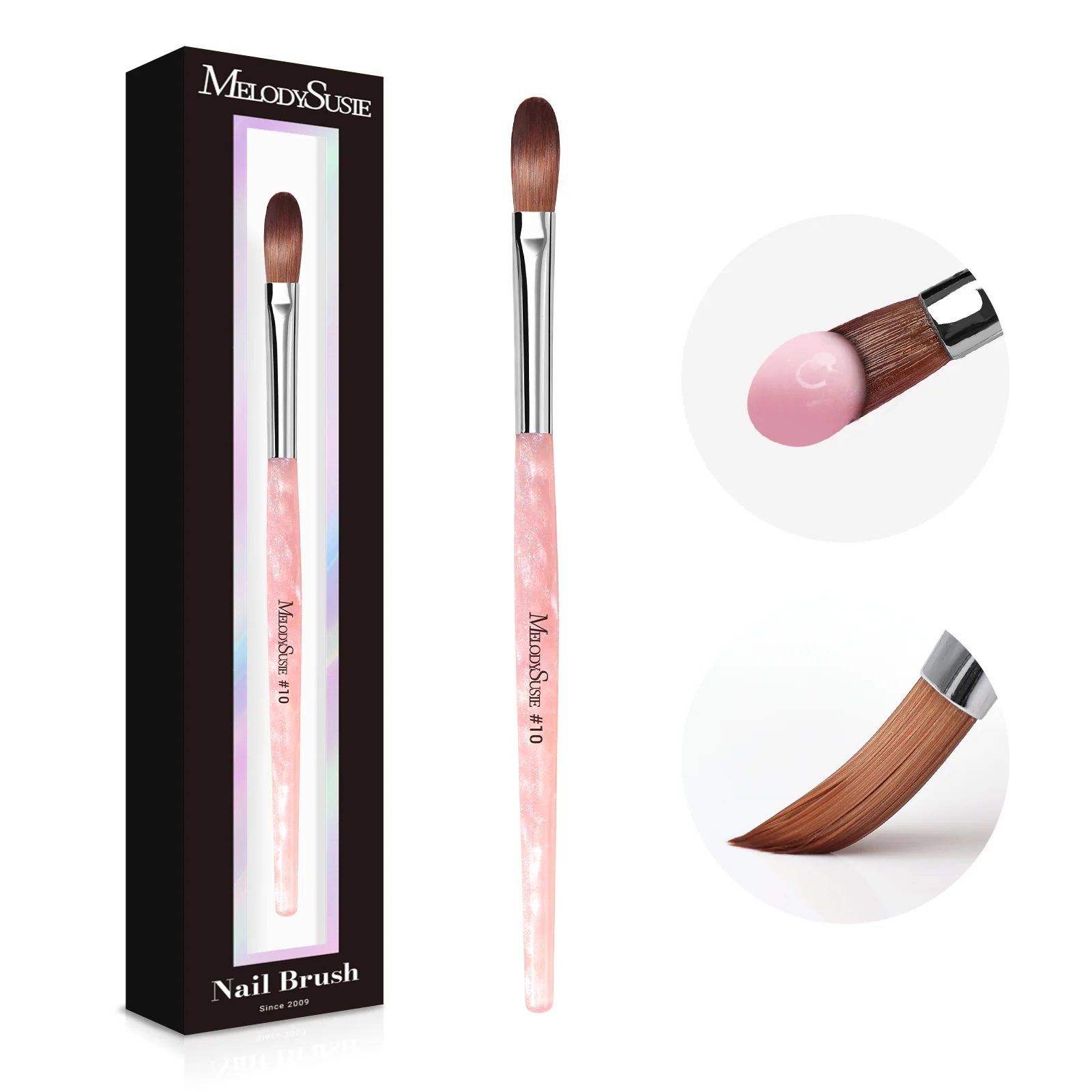 Kolinsky Acrylic Nail Brush - Pink #14 - Image 6