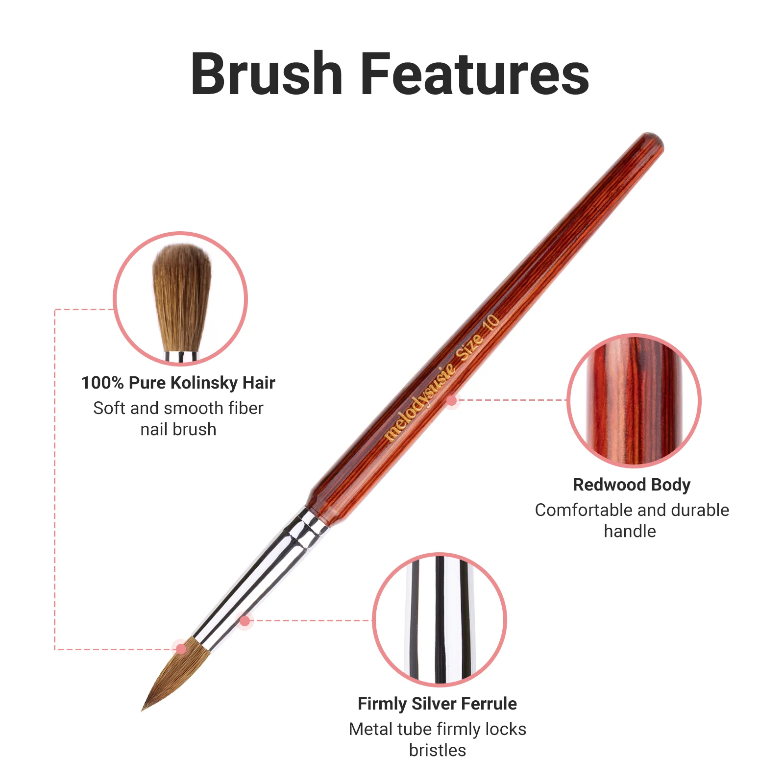 Kolinsky Acrylic Nail Brush - Rosewood Handle - Image 12