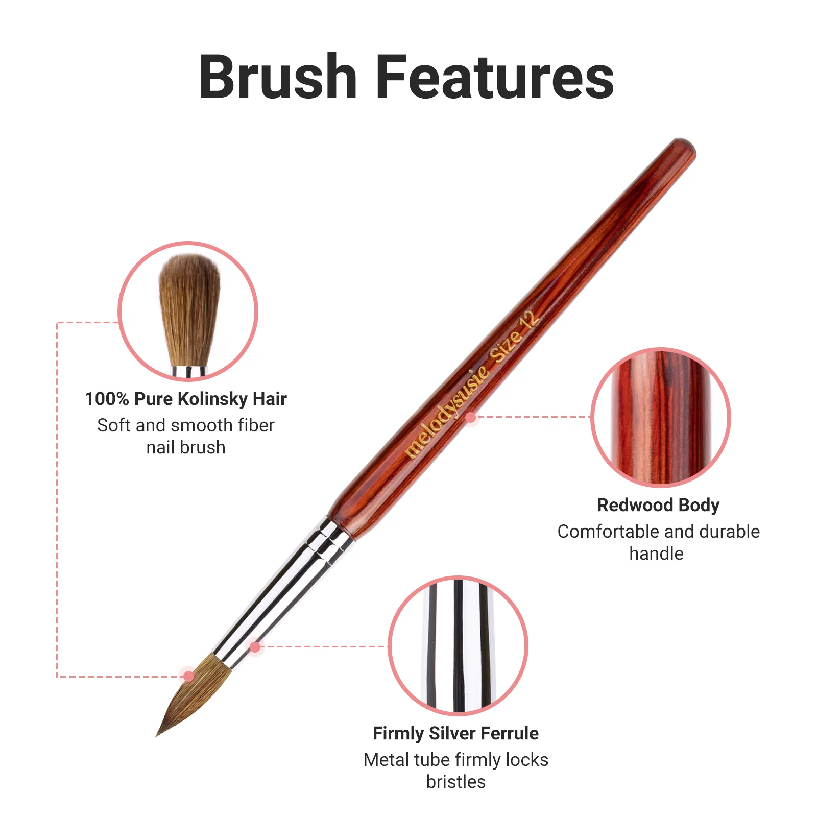 Kolinsky Acrylic Nail Brush - Rosewood Handle - Image 15