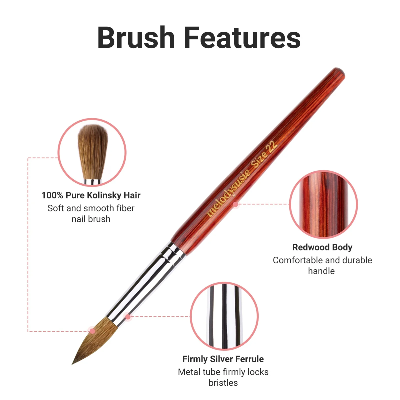 Kolinsky Acrylic Nail Brush - Rosewood Handle - Image 28