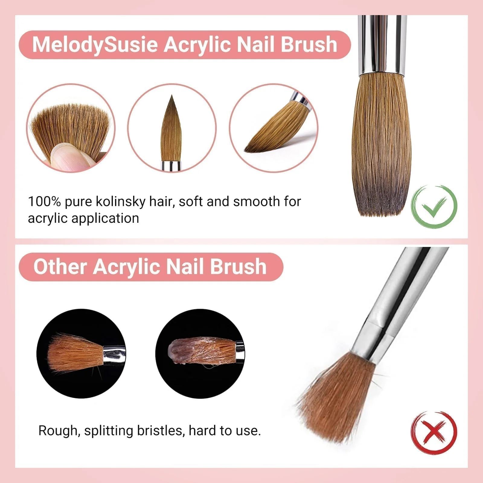 Kolinsky Acrylic Nail Brush - Rosewood Handle - Image 6
