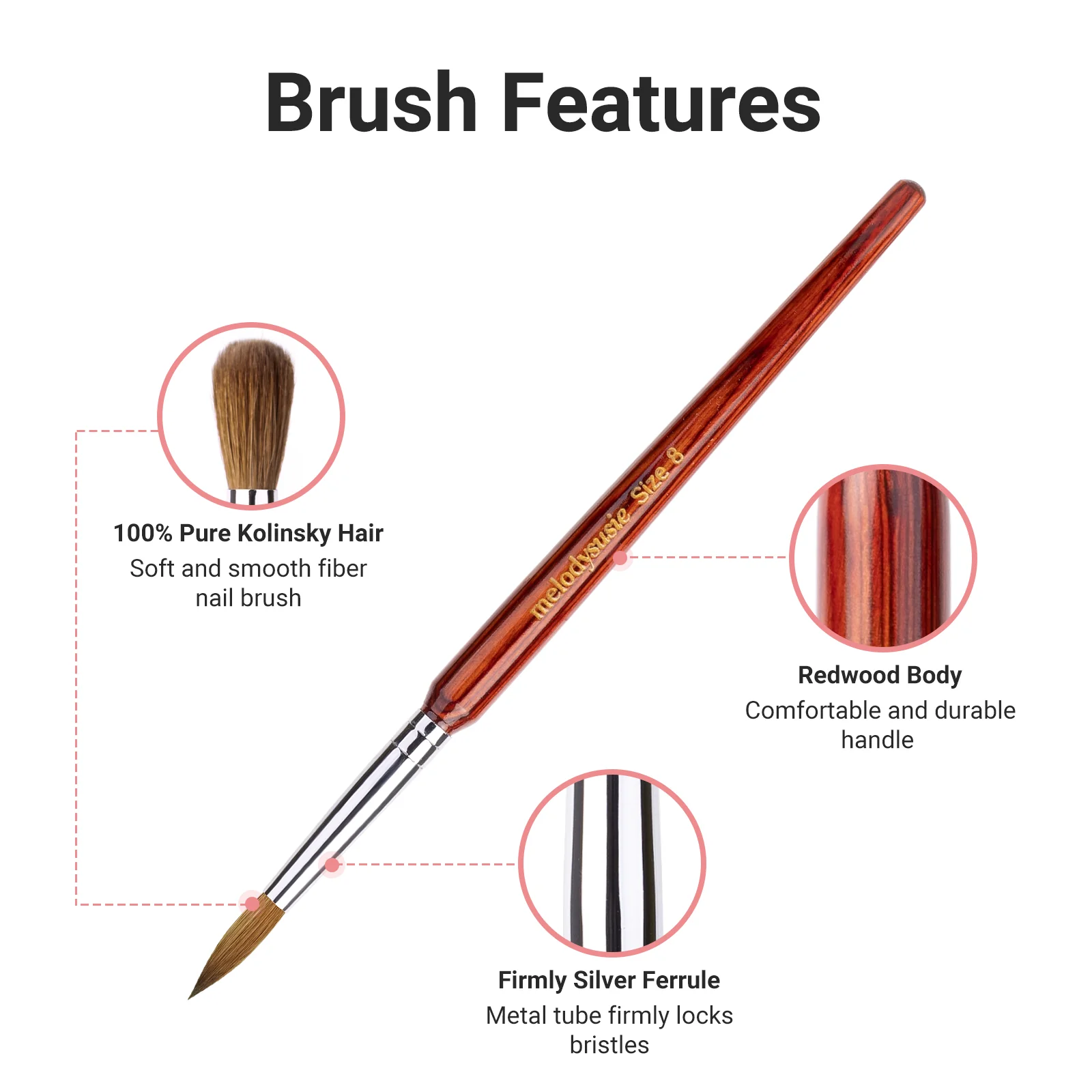 Kolinsky Acrylic Nail Brush - Rosewood Handle - Image 9
