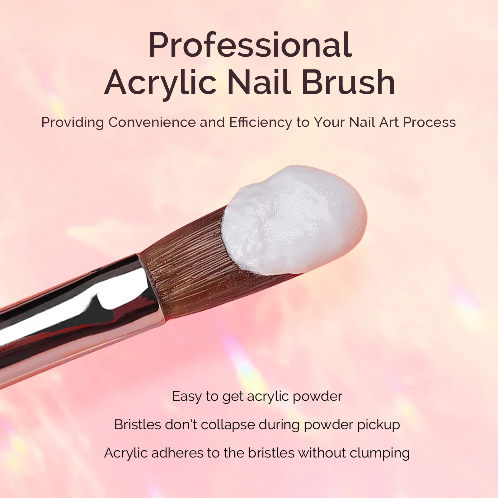 Kolinsky Acrylic Nail Brush - Pink #14 - Image 3