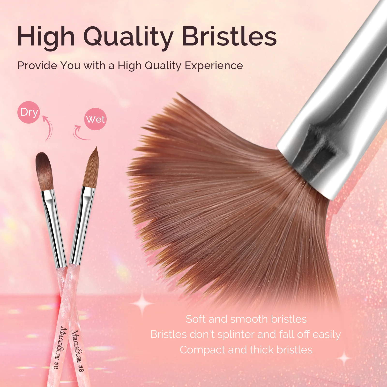 Kolinsky Acrylic Nail Brush - Pink #14 - Image 4