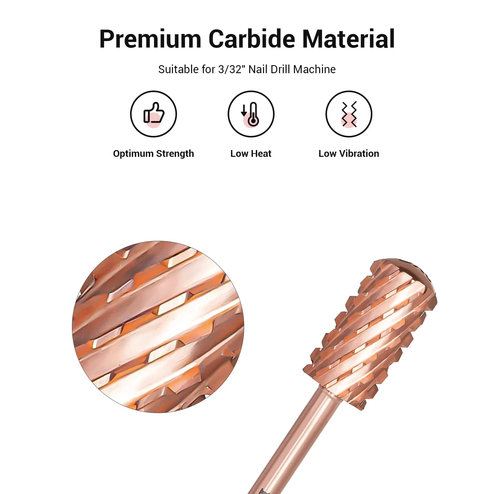Large Barrel Smooth Top Tungsten Carbide Nail Drill Bits - Image 2