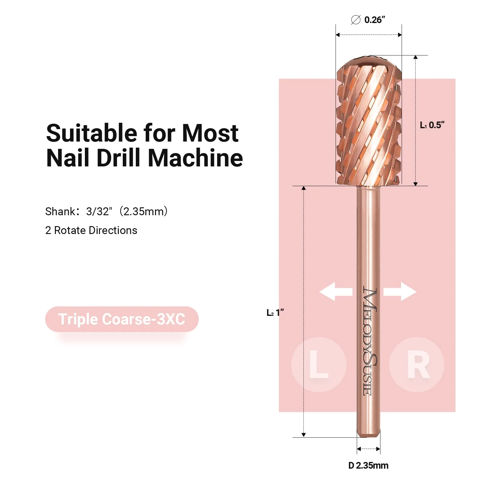 Large Barrel Smooth Top Tungsten Carbide Nail Drill Bits - Image 5