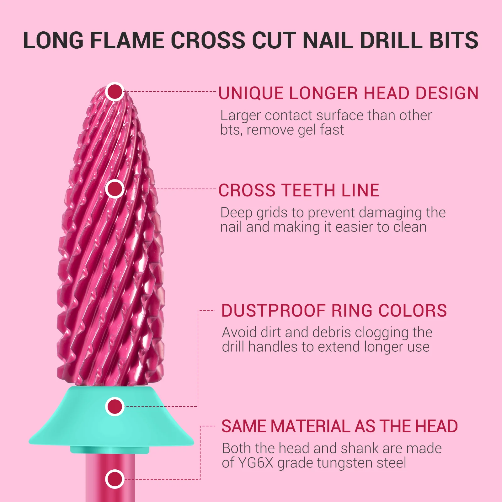 Long Flame Tungsten Carbide Nail Drill Bit - Image 5