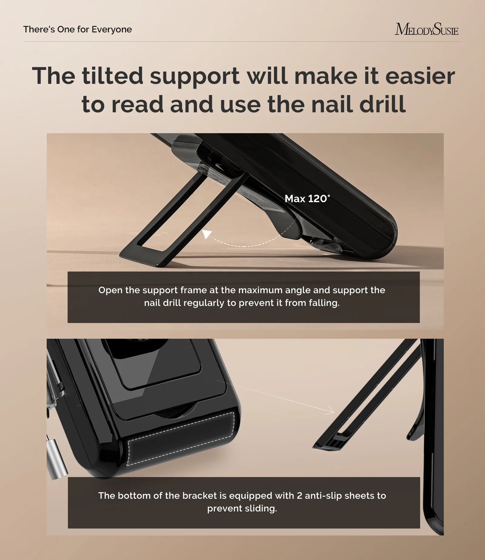MB420G Clip-On Professional Rechargeable 2-in-1 Nail Drill with Built-In Stand 40,000RPM - Black - Image 4