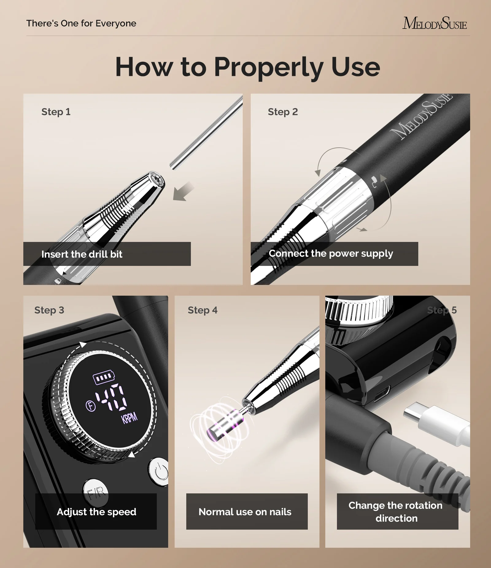 MB420G Clip-On Professional Rechargeable 2-in-1 Nail Drill with Built-In Stand 40,000RPM - Black - Image 6